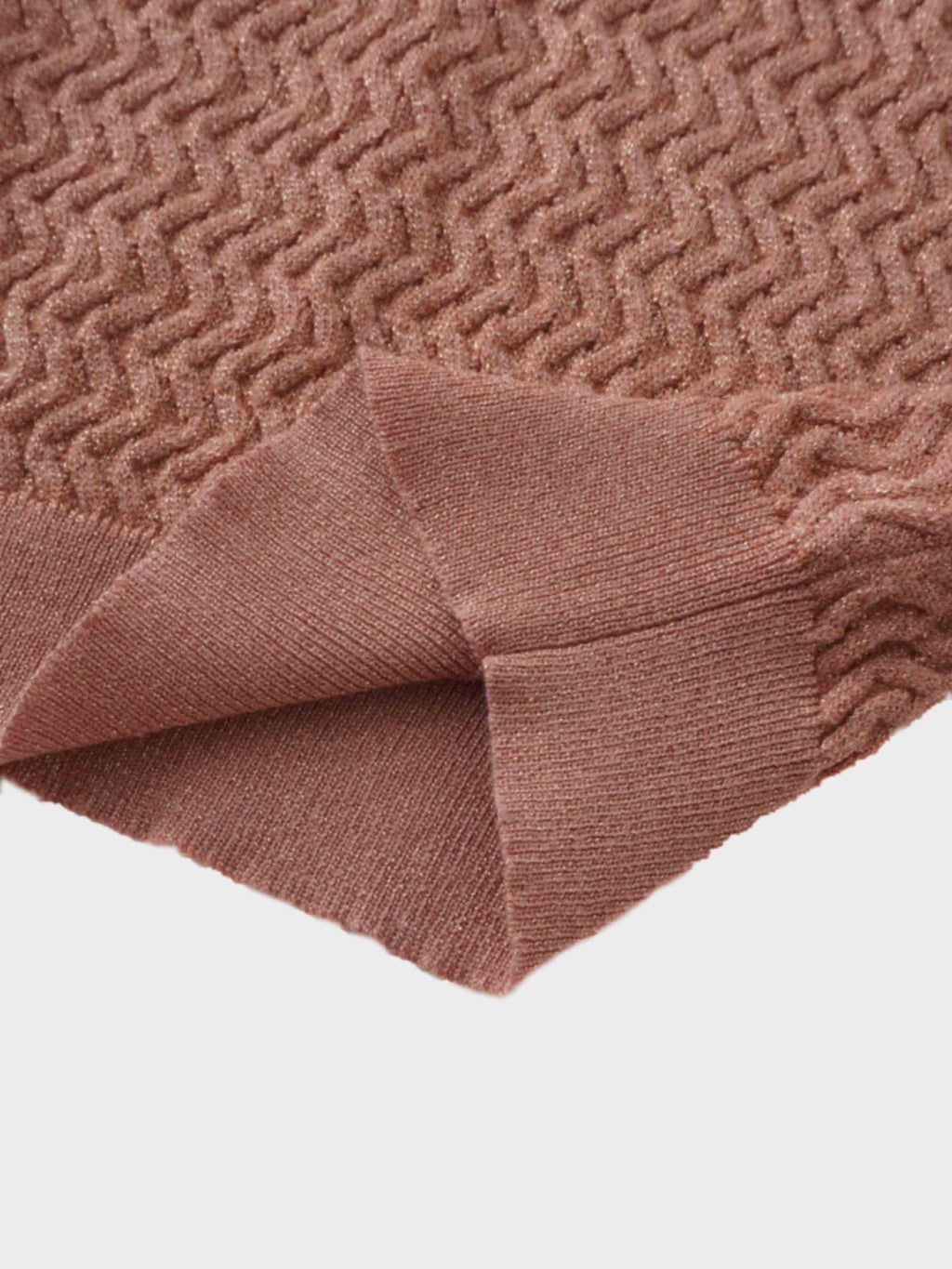 Textured Lurex Crew Sweater-Blush