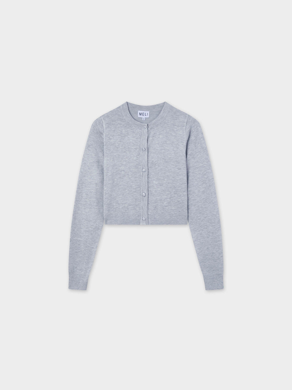Solid Crew Crop Cardigan-Light Grey