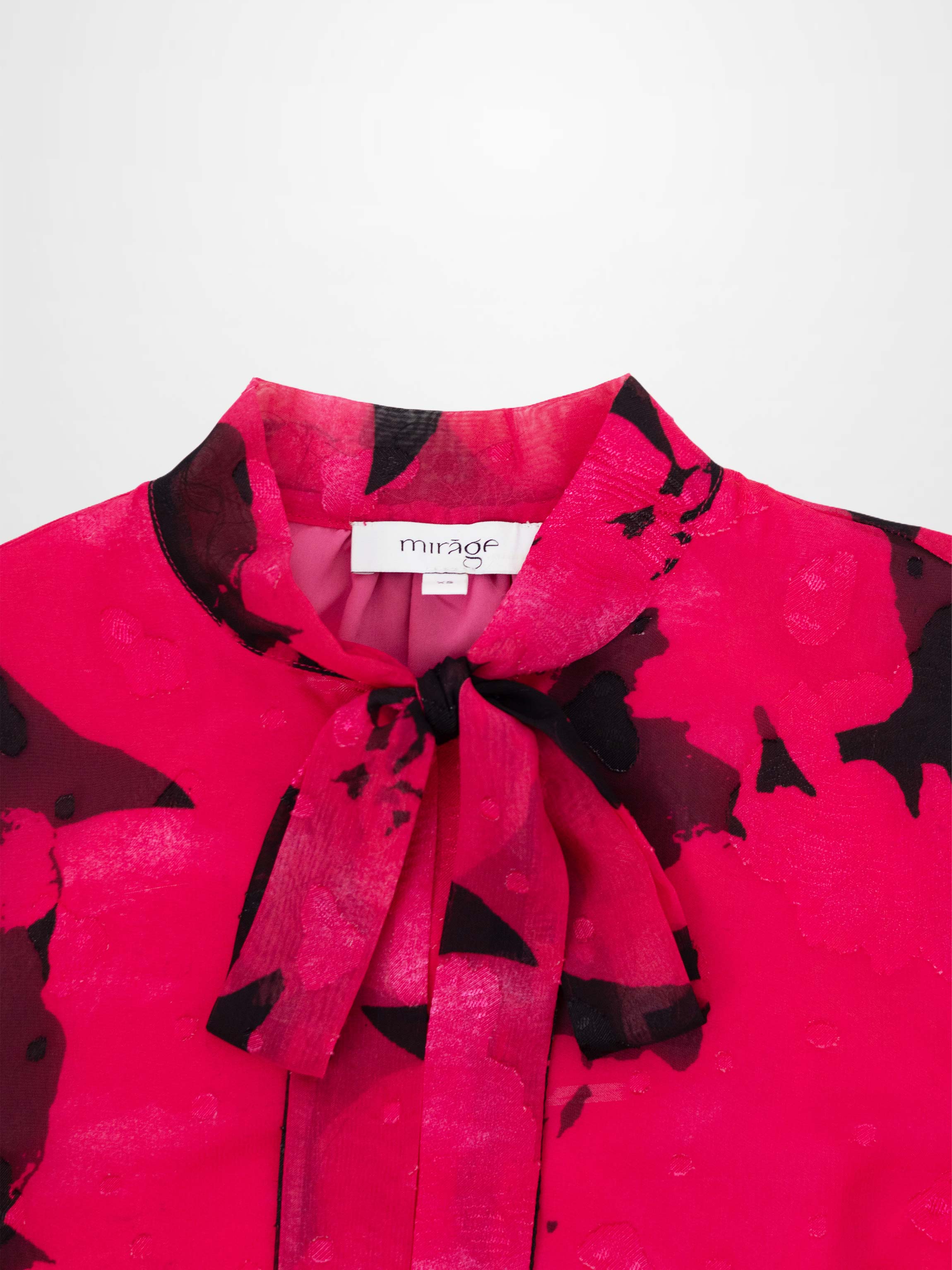 Bow Blouse-Black/Hot Pink