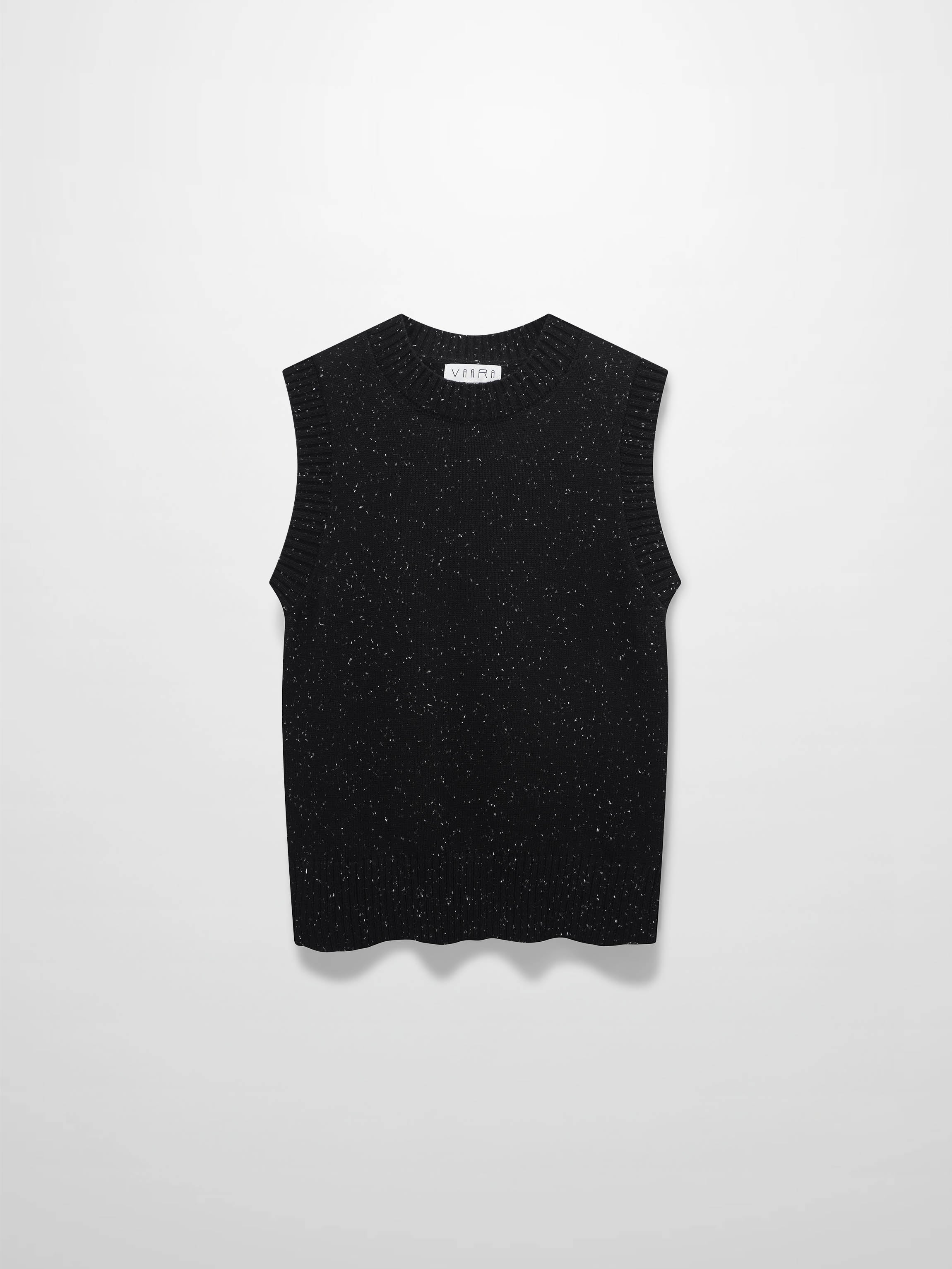 Speckled Crew Neck Vest-Black