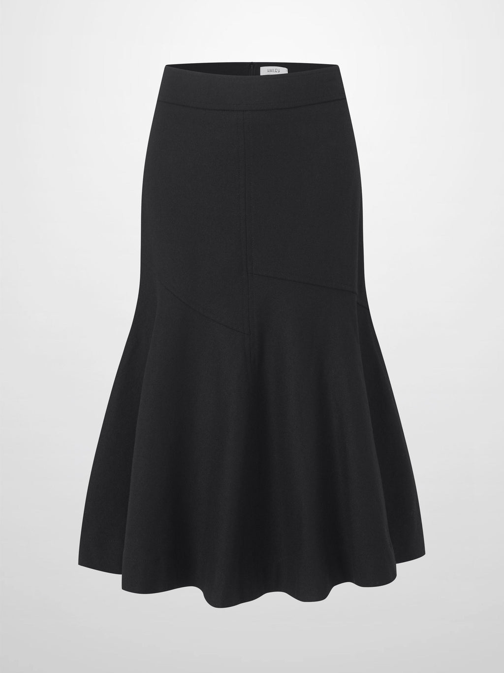 Wool Blend Short Panel Skirt-Black
