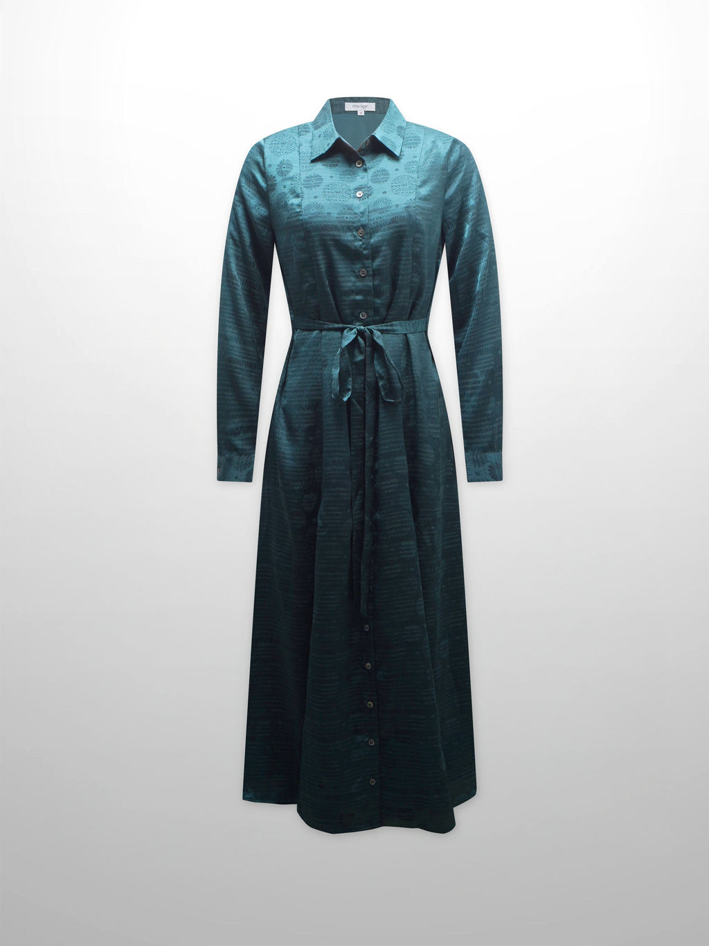 Collared A-Line Shirtdress-Teal Floral