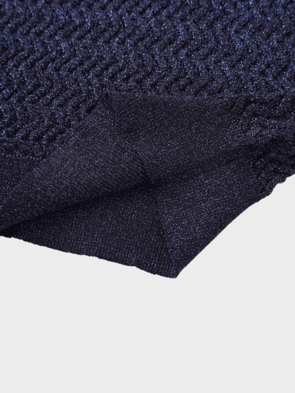 Textured Lurex Crew Sweater-Navy