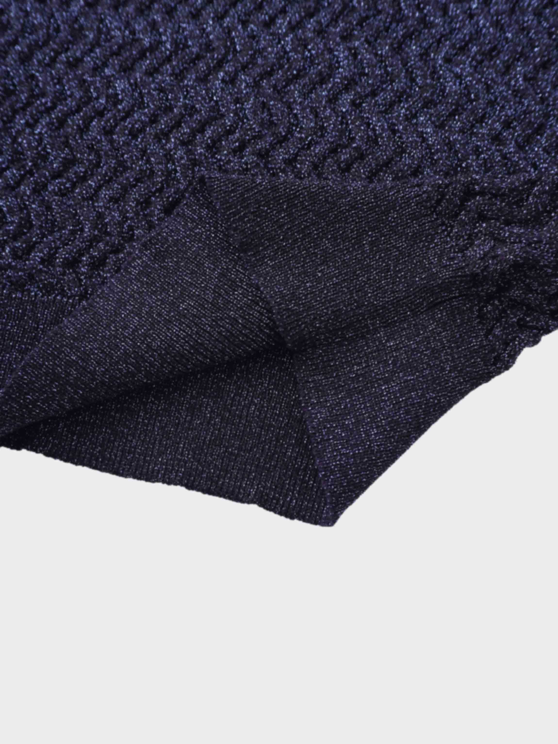 Textured Lurex Crew Sweater-Navy