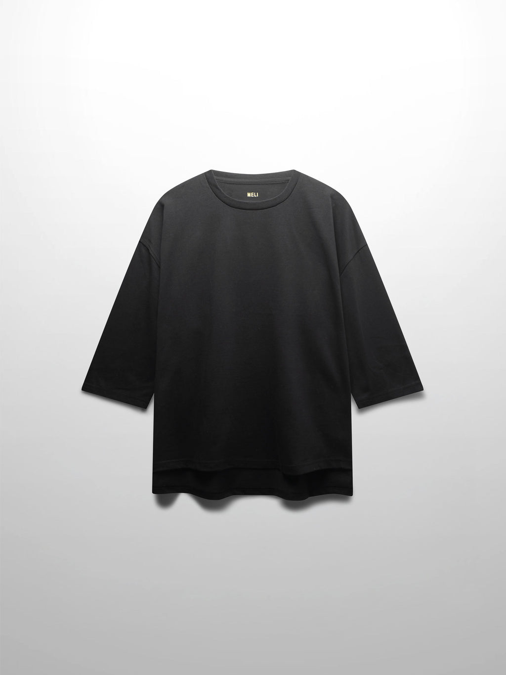 Oversized Boxy 3Q Sleeve Tee-Black