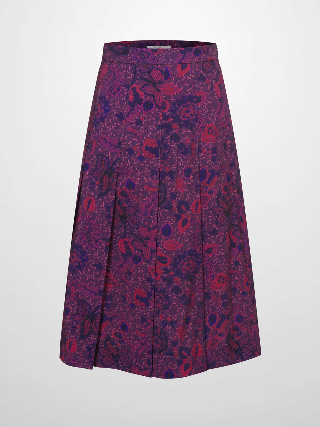 Printed Box Pleat Skirt-Pink Floral