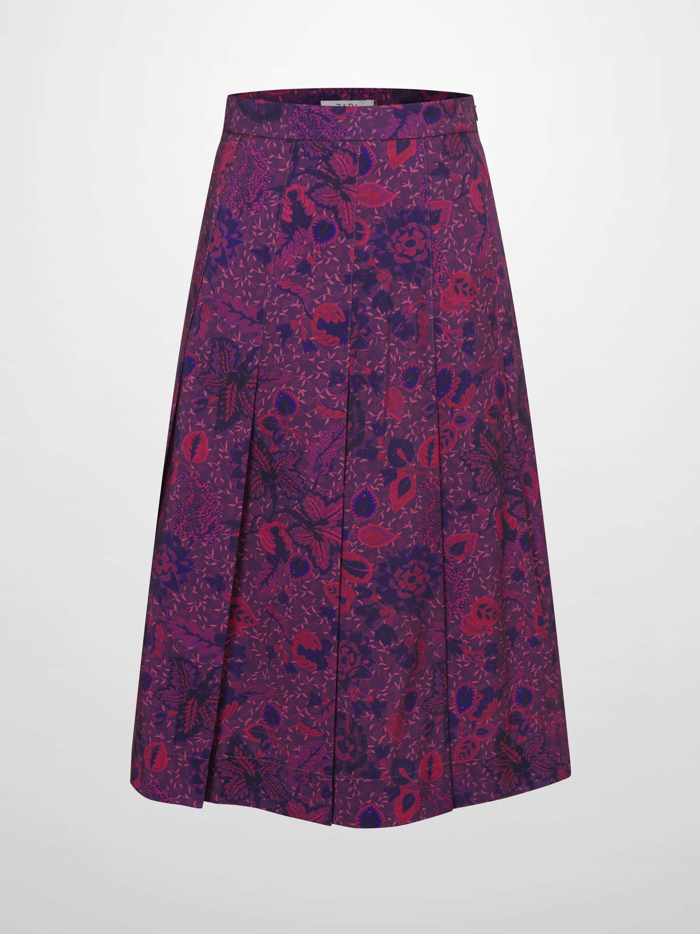 Printed Box Pleat Skirt-Pink Floral