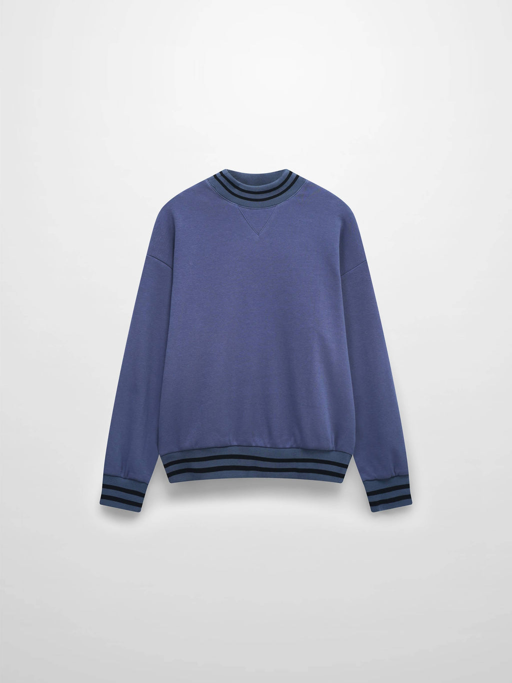 Striped High Neck Sweatshirt-Denim Blue/Black