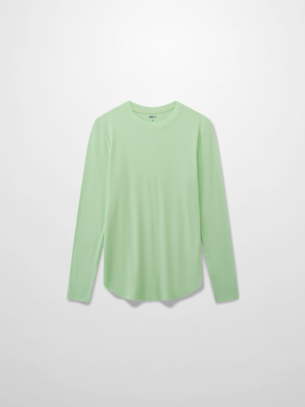 Rounded Hem Ribbed T-Shirt-Mint Green