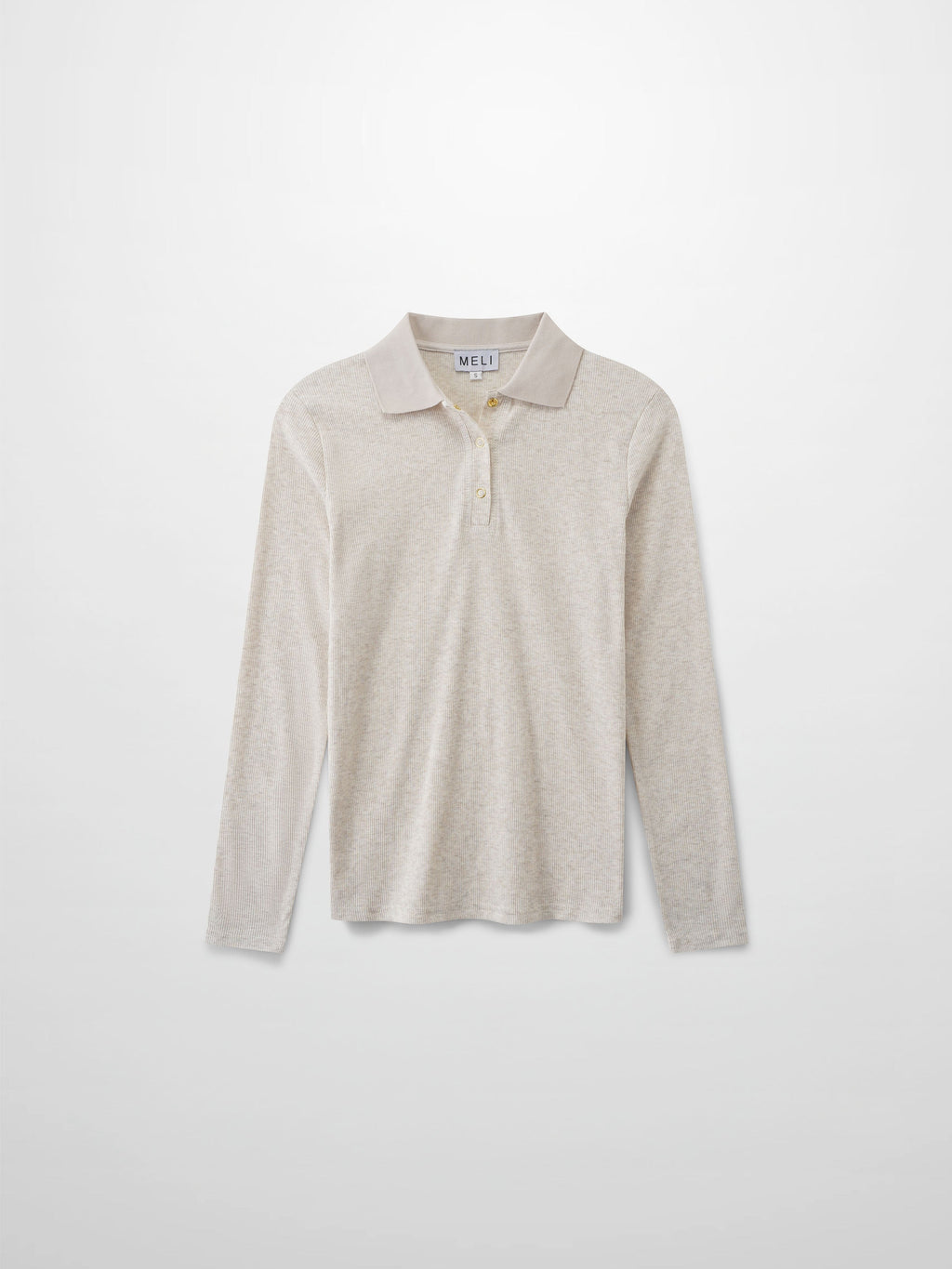 RIBBED COLLAR T-SHIRT-OATMEAL