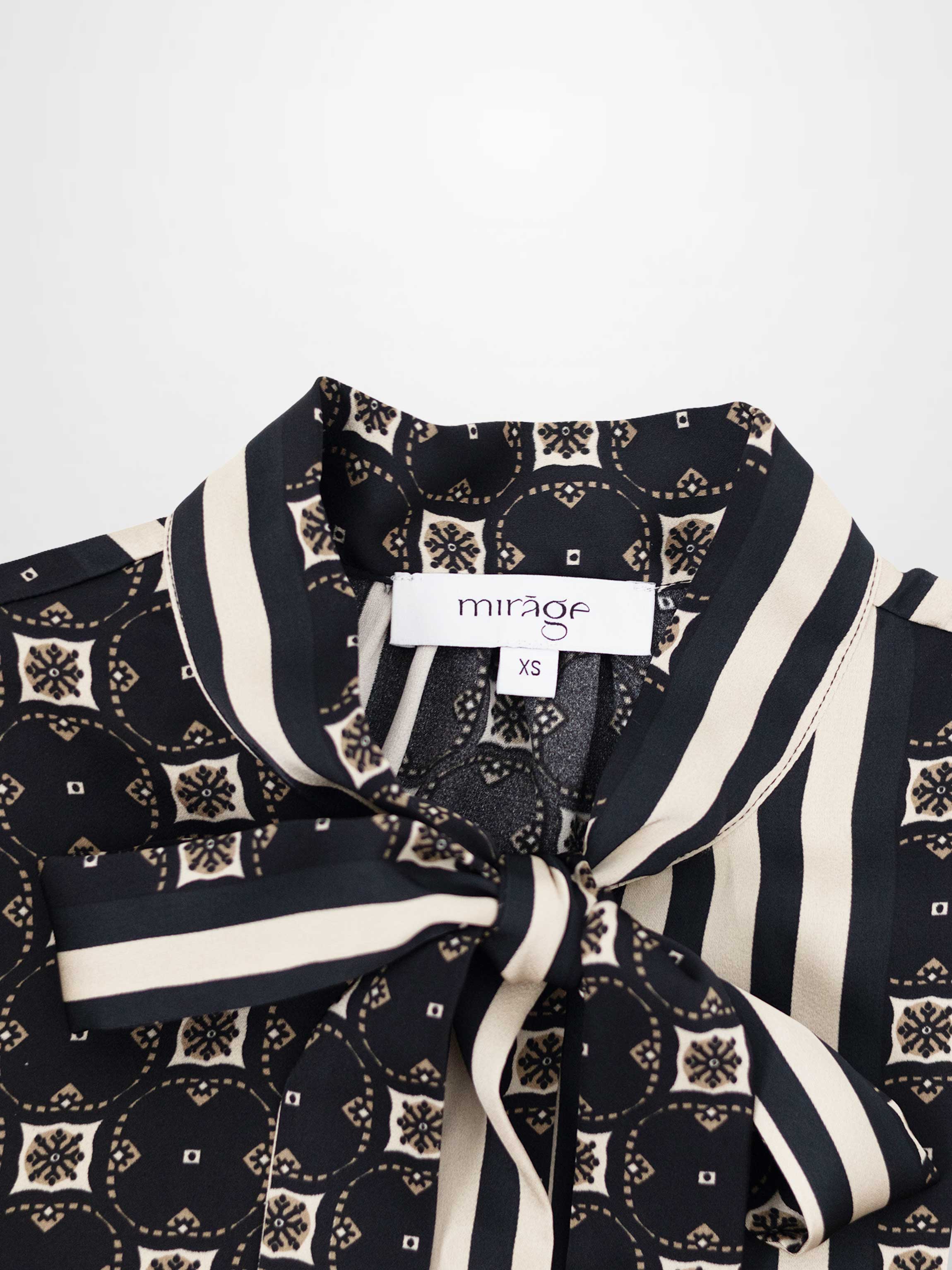 Bow Blouse-Geometric