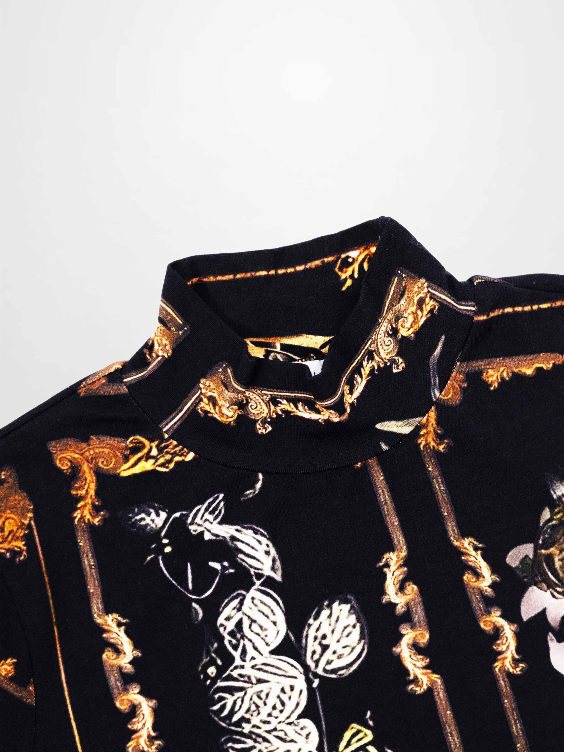 Printed Modal Turtleneck-Floral Portrait