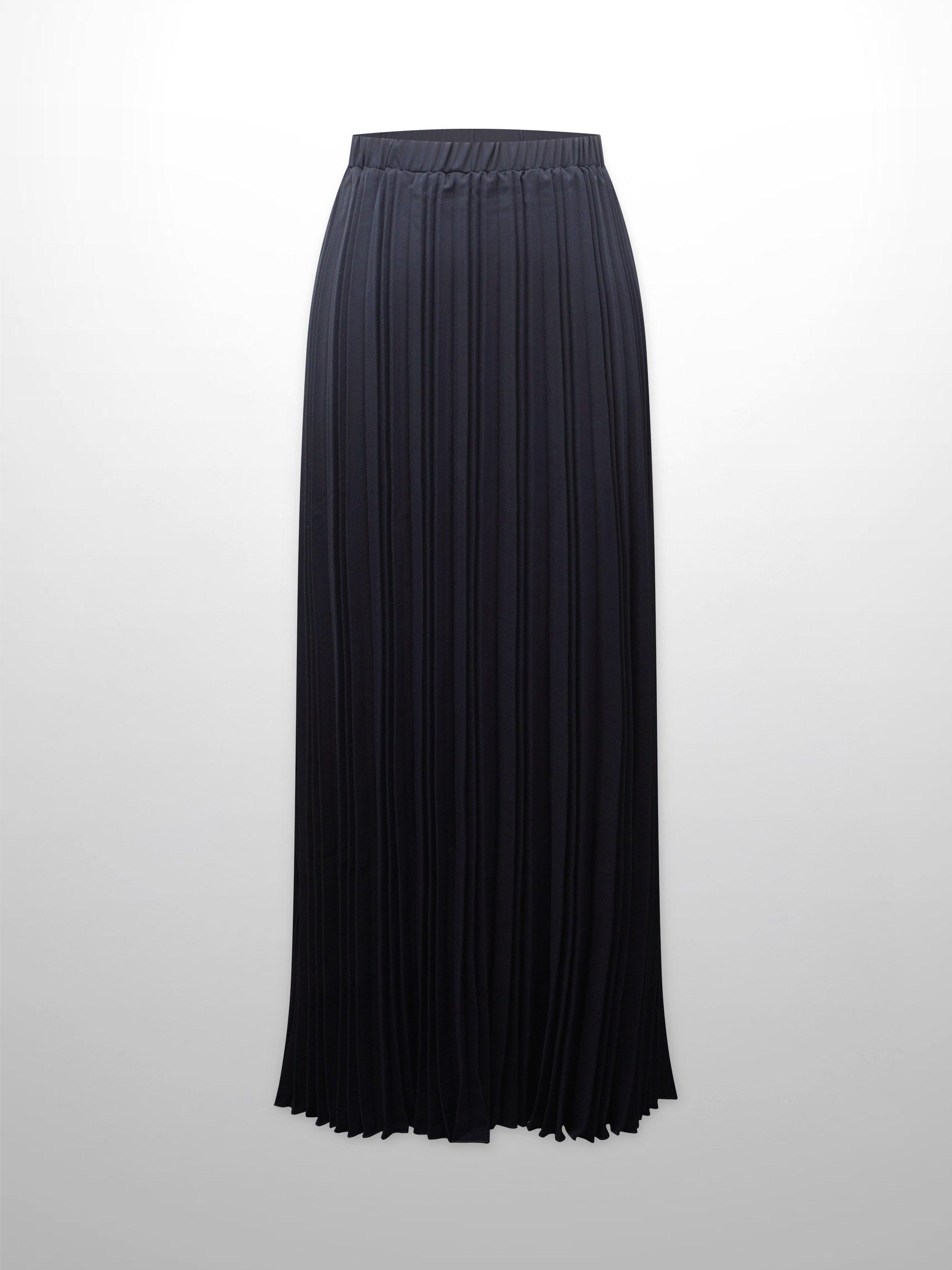 Crepe Pleated Maxi Skirt-Navy