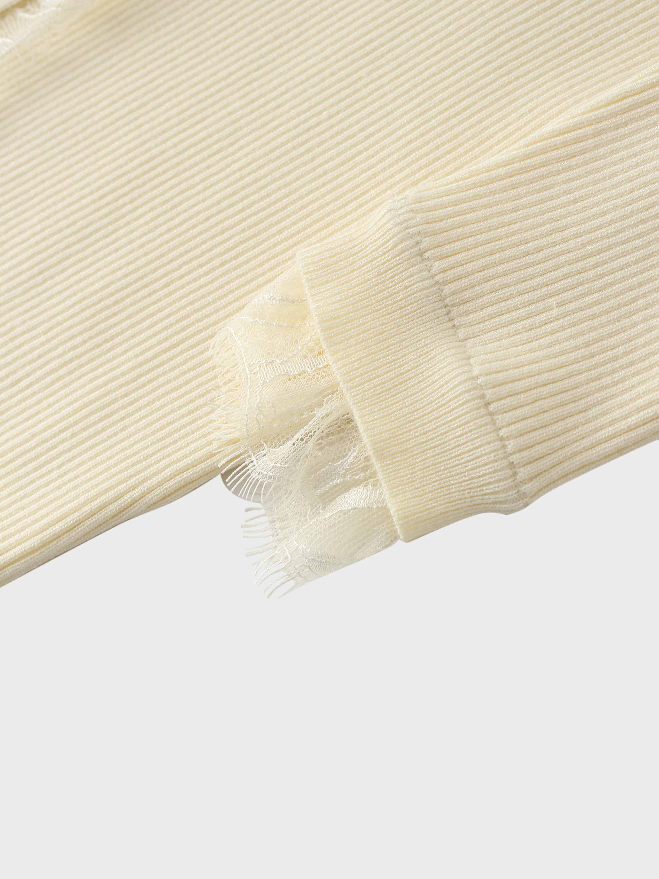 Lace Trimmed Sweater-Cream