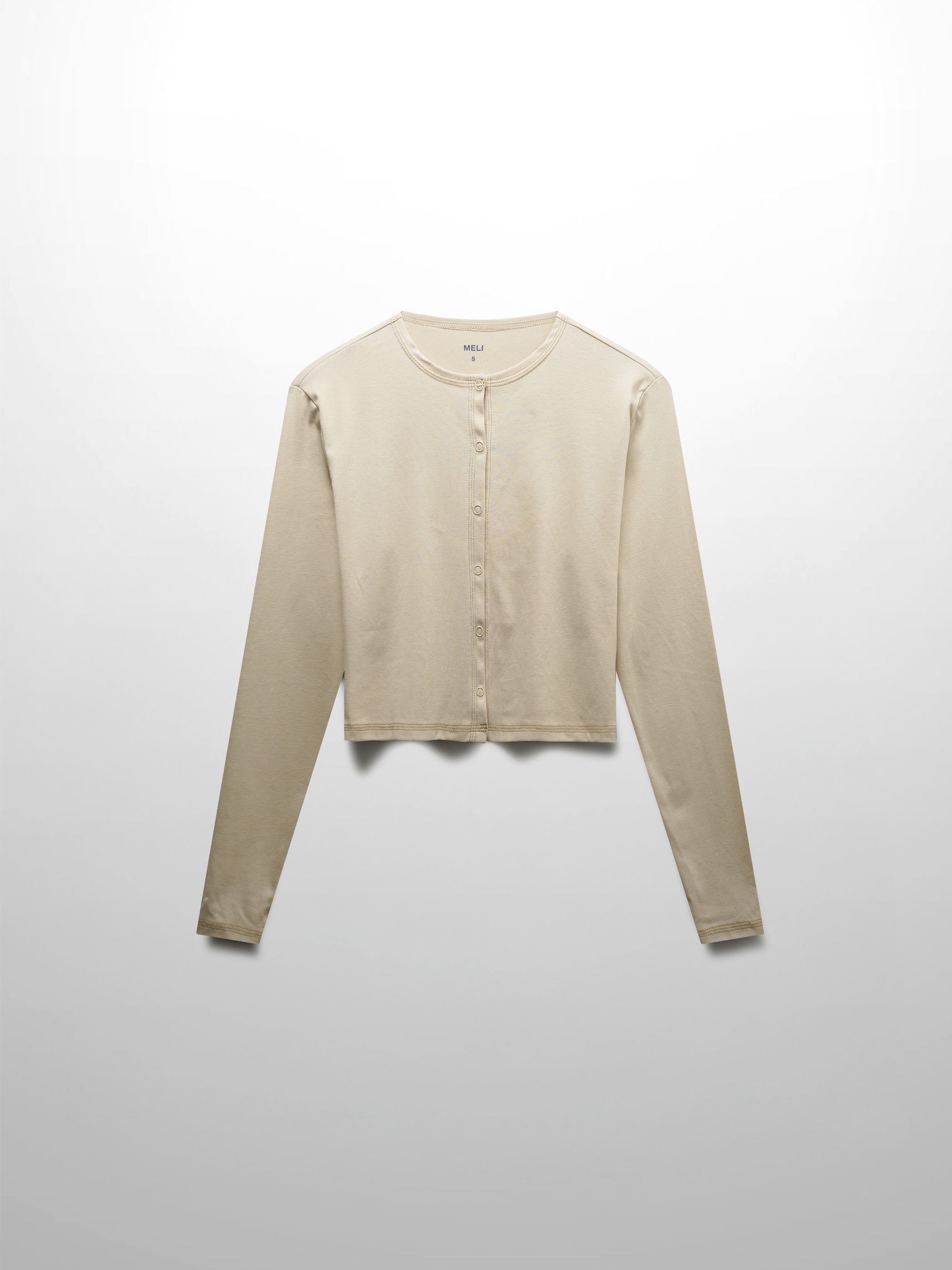 Basic T-Shirt Cropped Cardigan-Tan