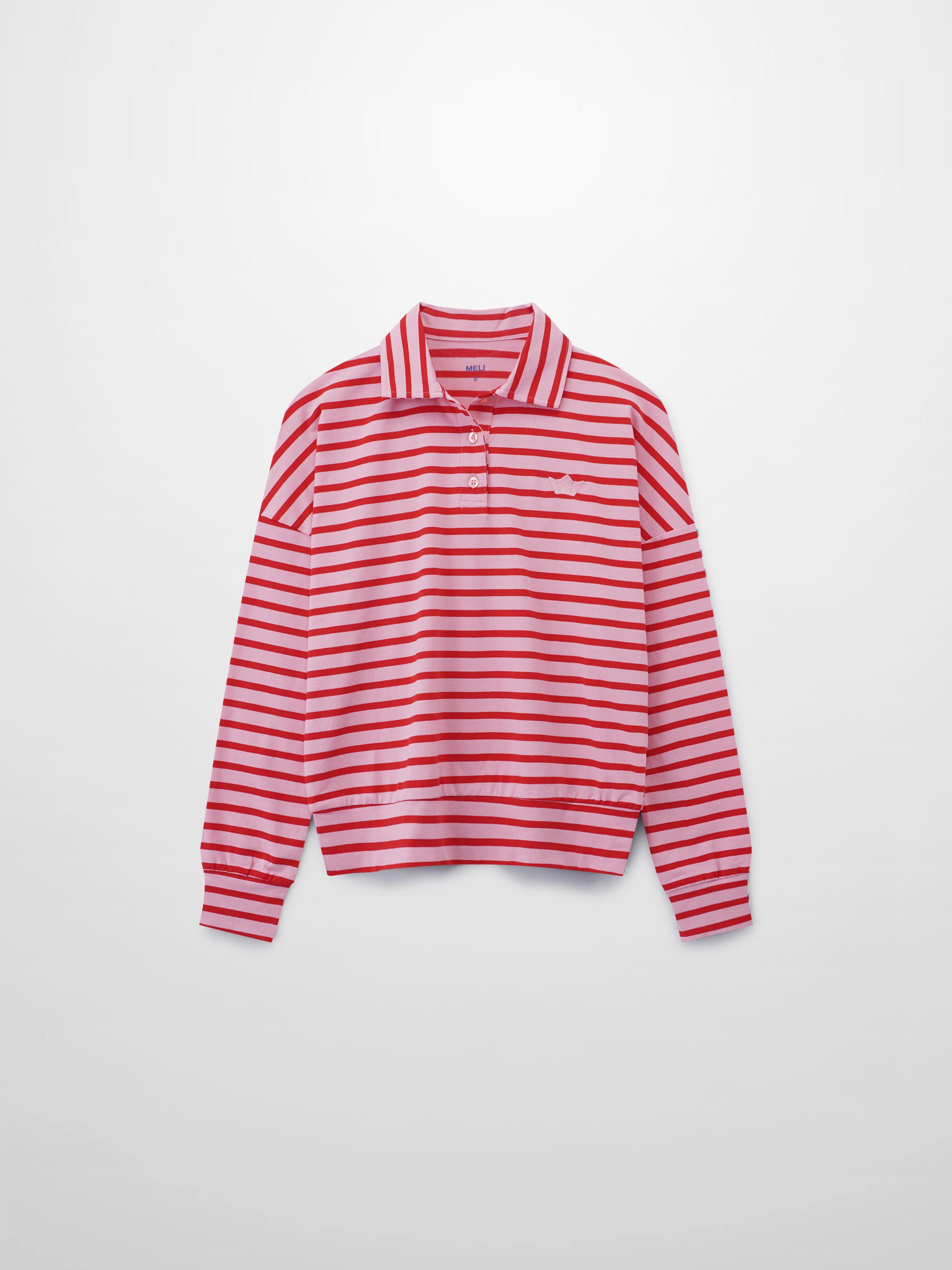 Collared Bomber Tee-Pink/Raspberry