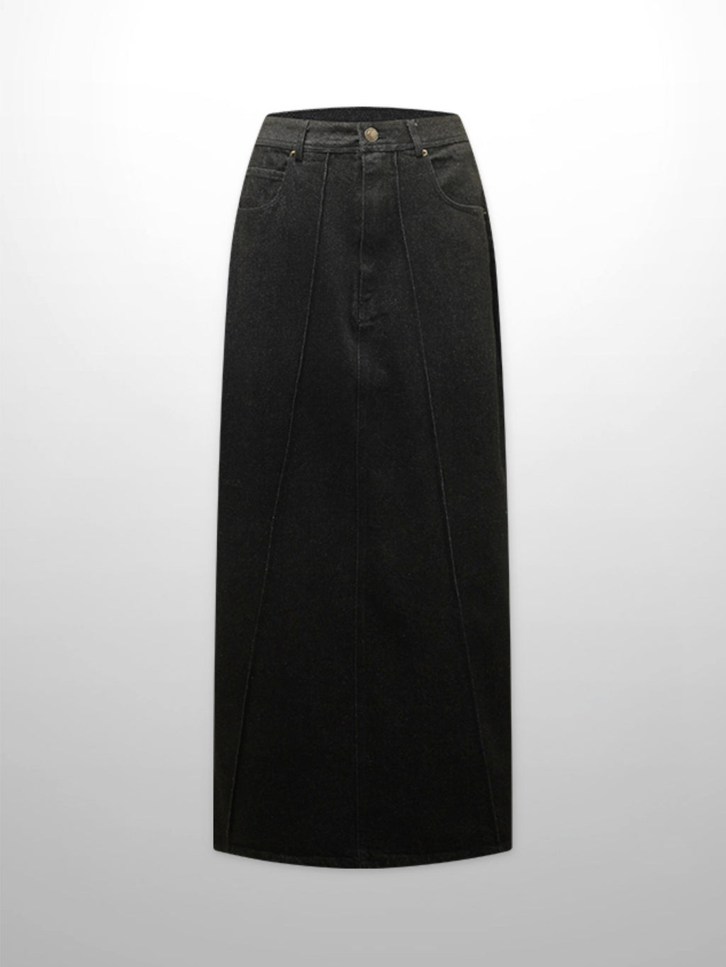 Denim Seamed Skirt-Black Wash