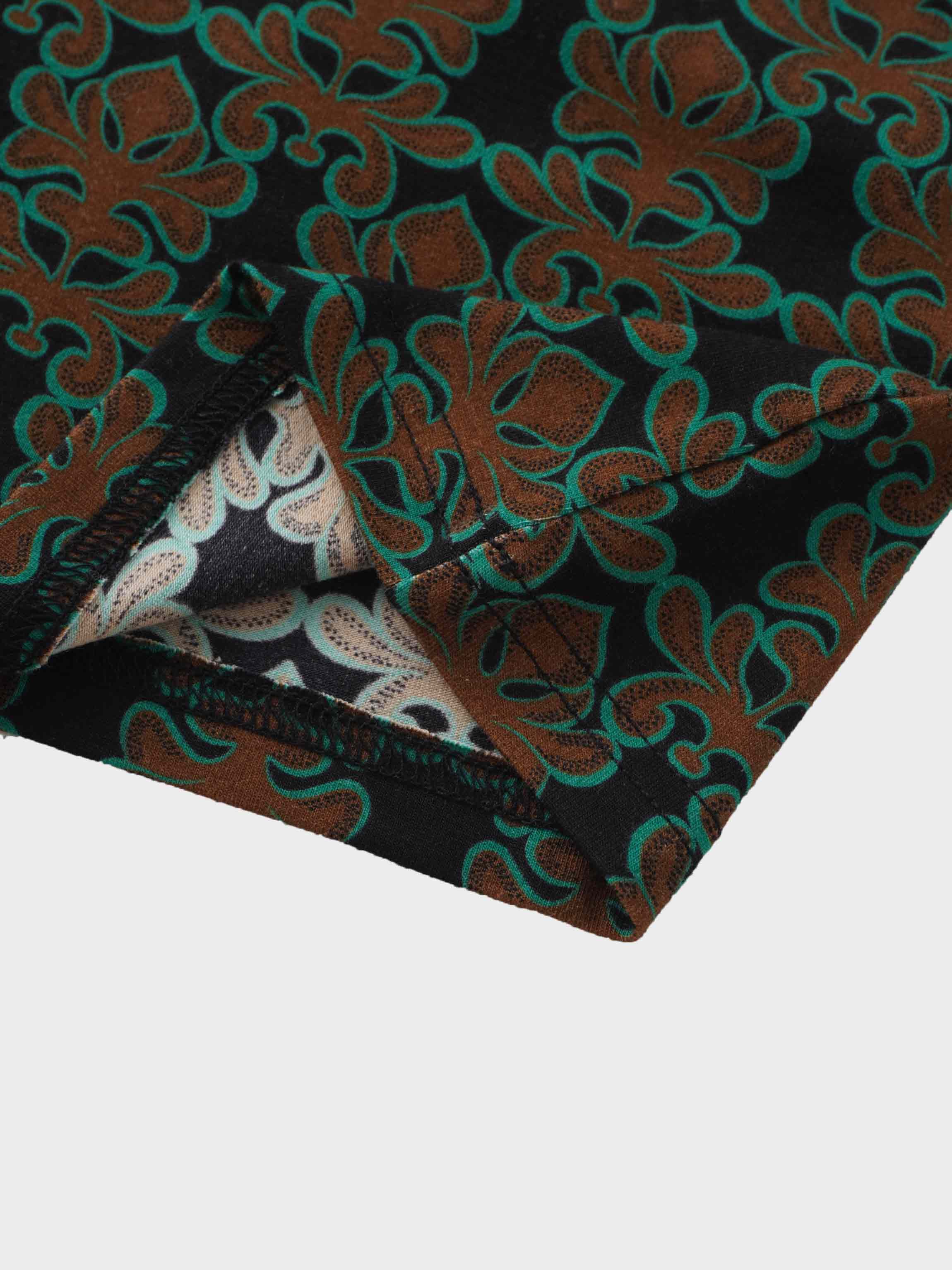 Printed Modal Turtleneck-Green/Brown Clover