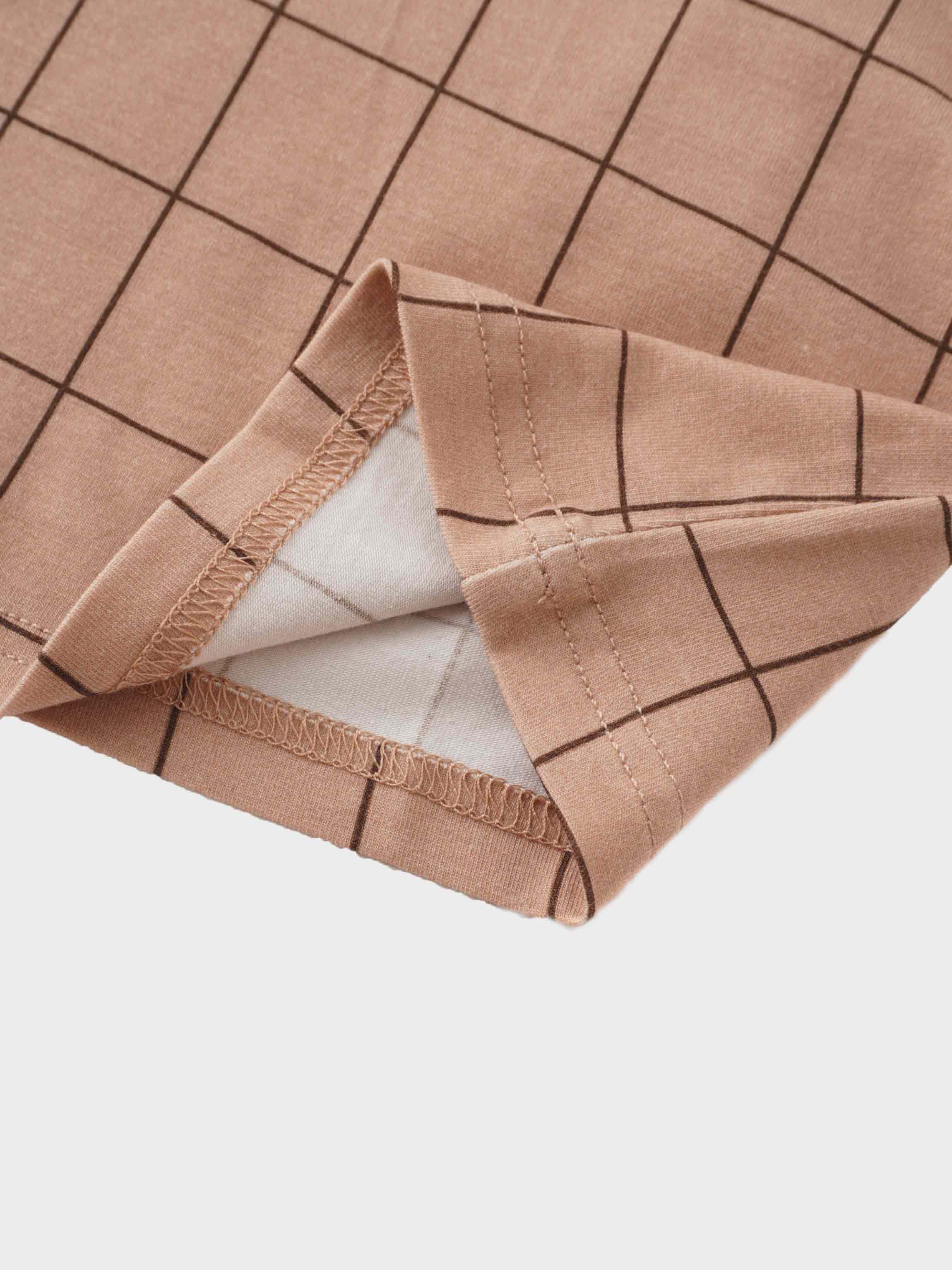 Printed Modal Turtleneck-Brown Windowpane