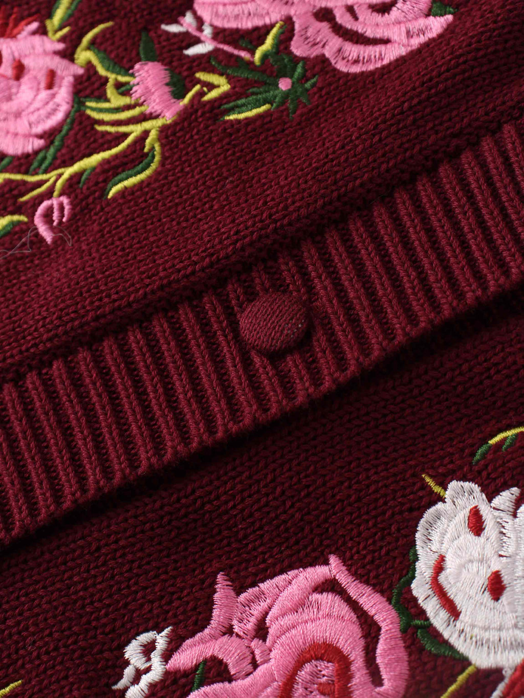 Embroidered Cardigan-Burgundy Floral