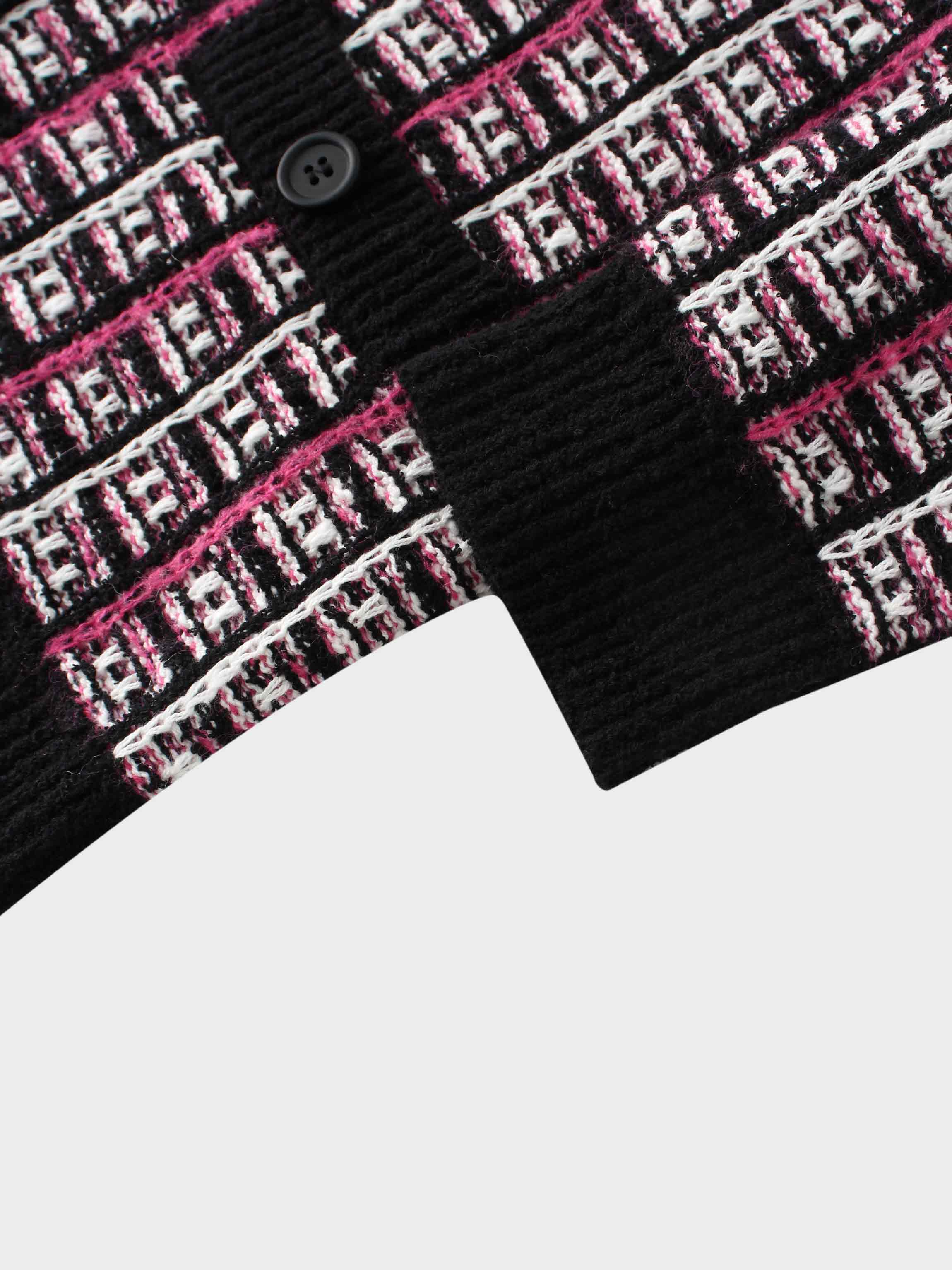 Boucle Knit Cardigan-Pink