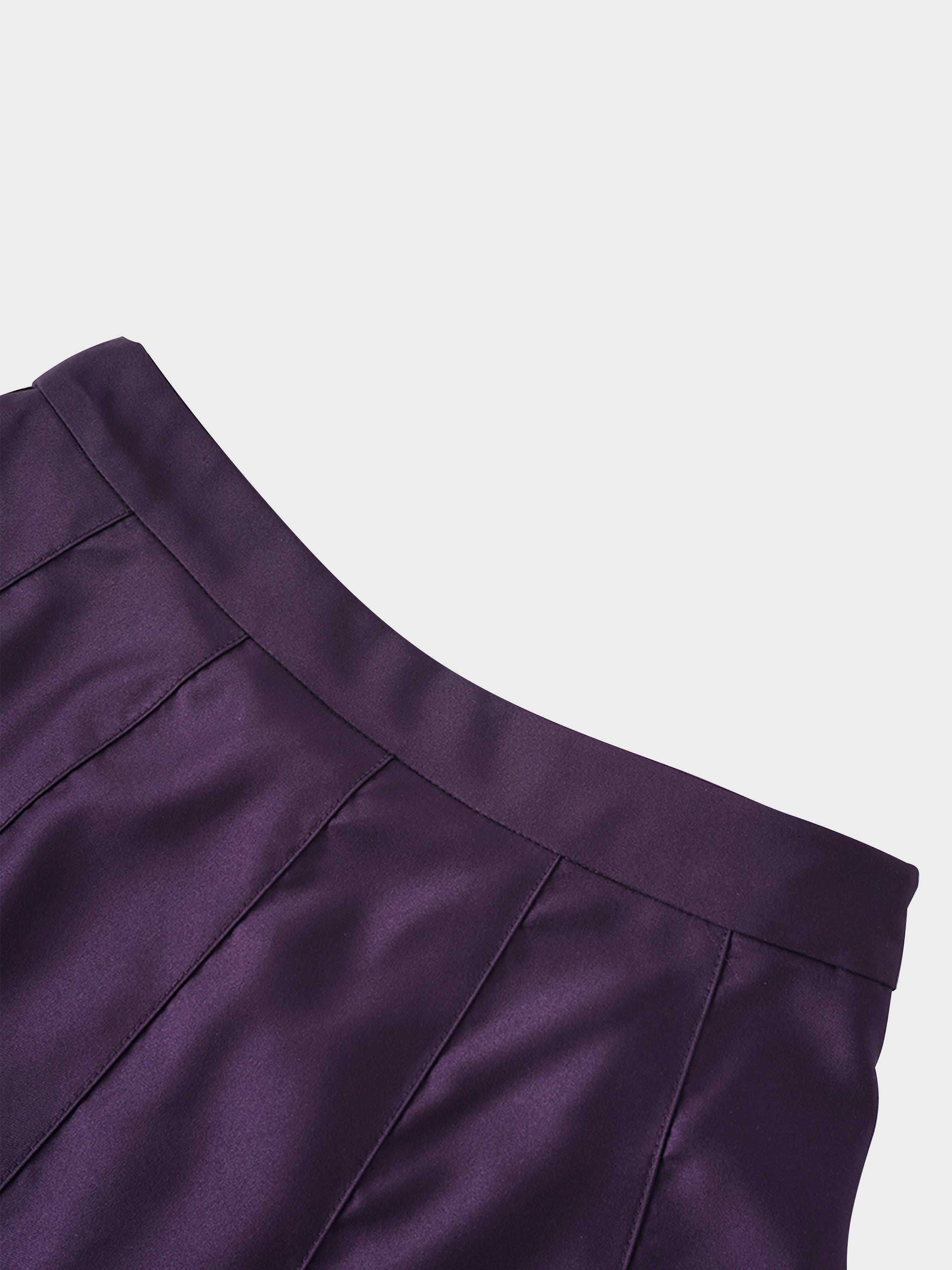 Lux Satin Pleated Skirt 26"-Wine