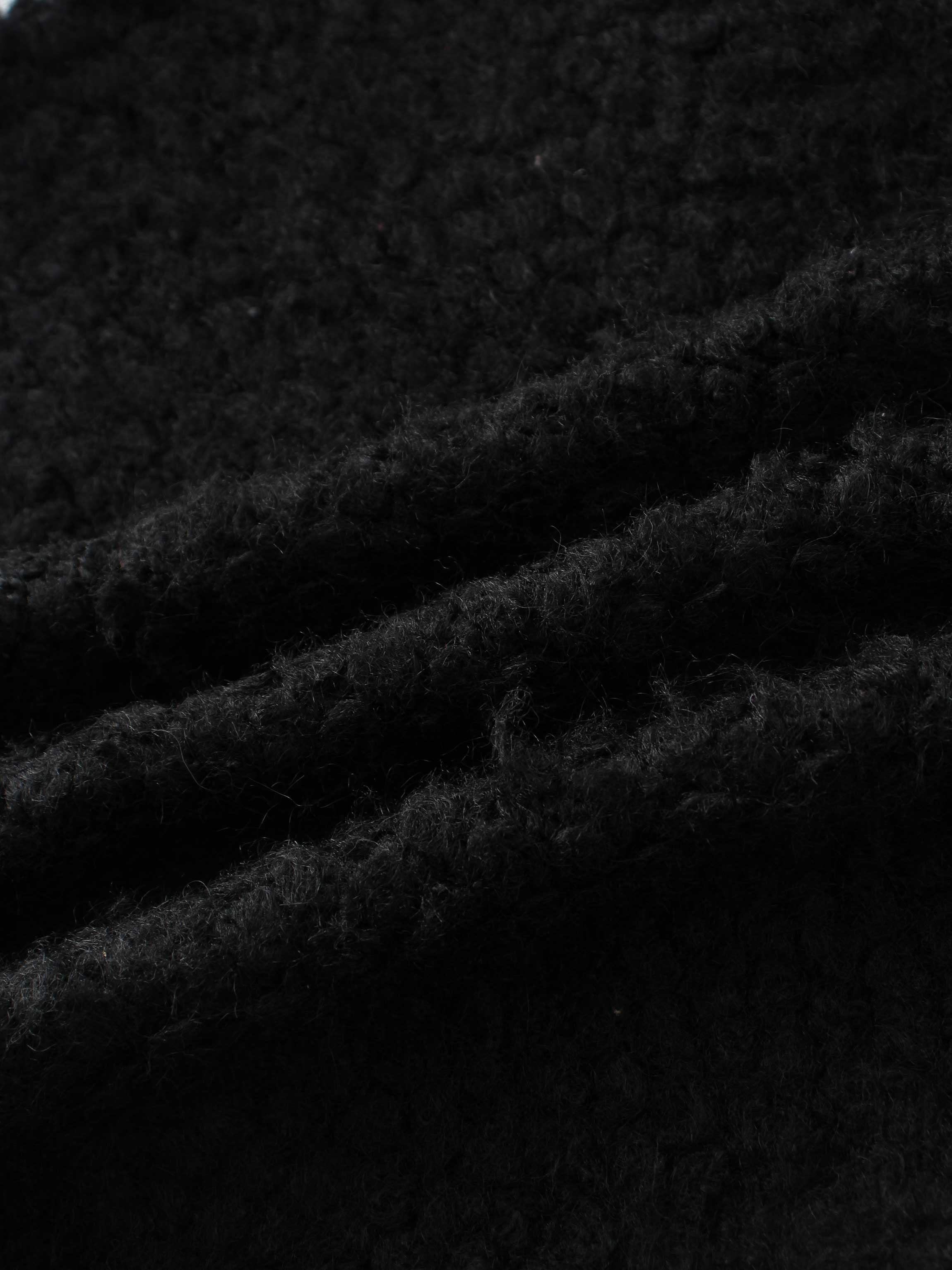 Ribbed Knit Mohair Cardigan Jacket-Black