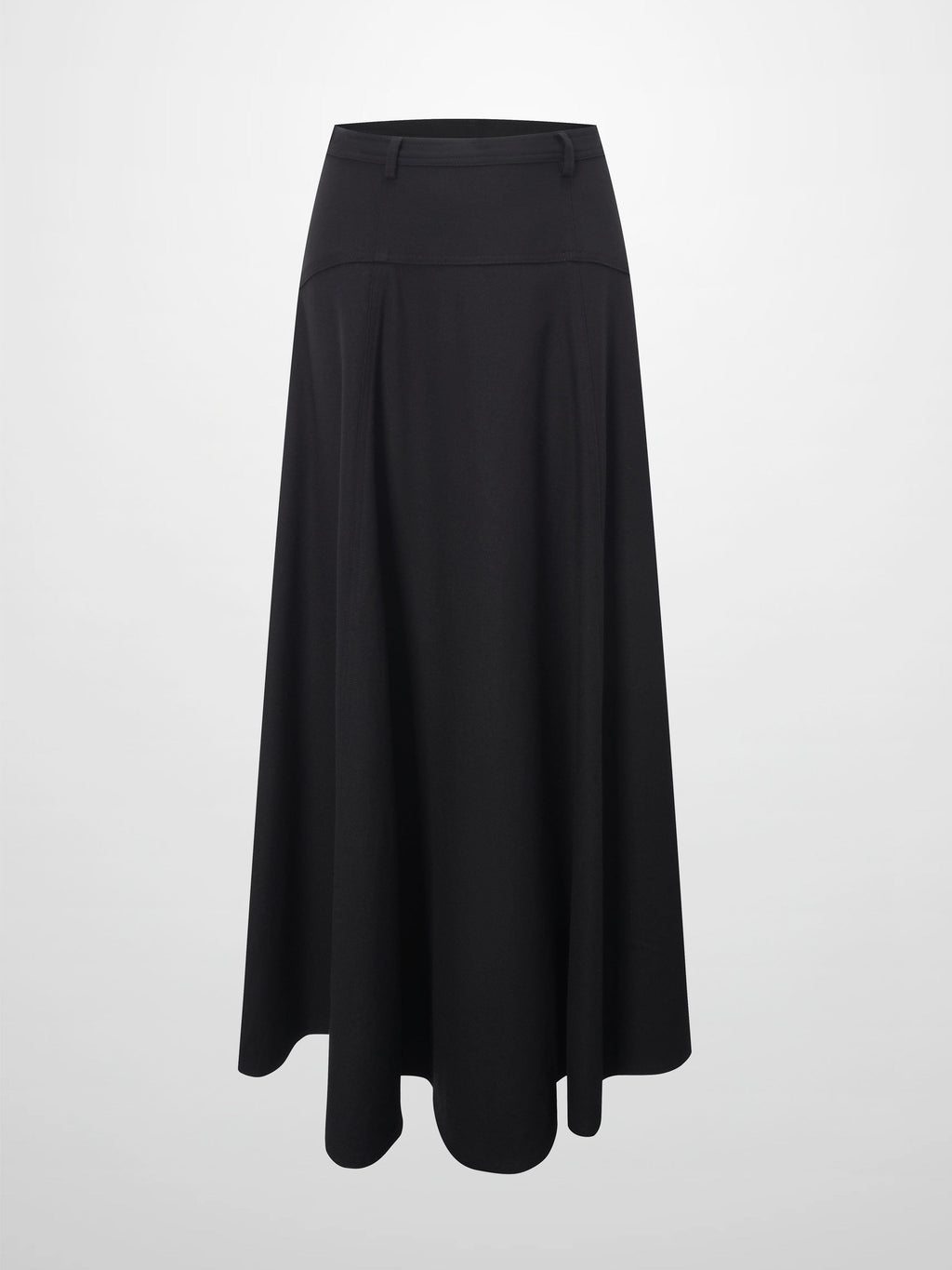 Wool Blend Yoke Skirt 37"-Black