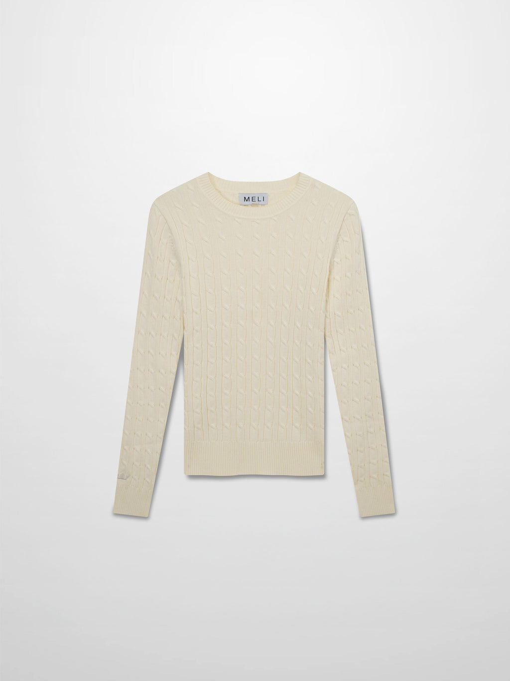 Crew Neck Cable Sweater-Ivory