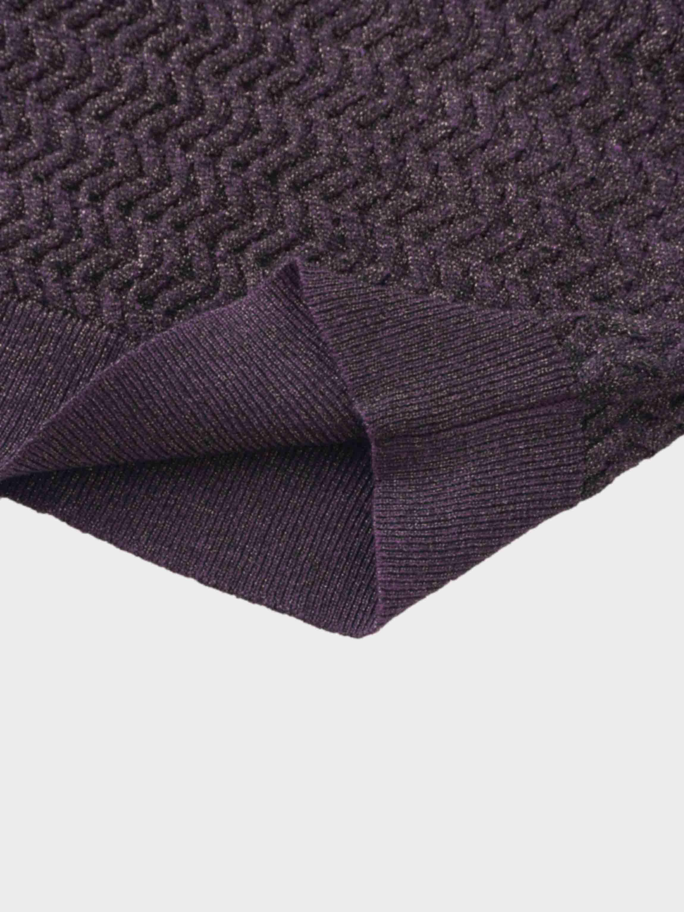 Textured Lurex Crew Sweater-Wine