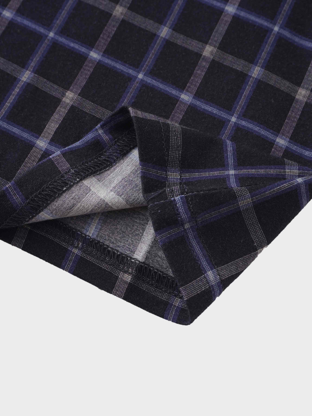 Printed Modal Turtleneck-Blue Plaid