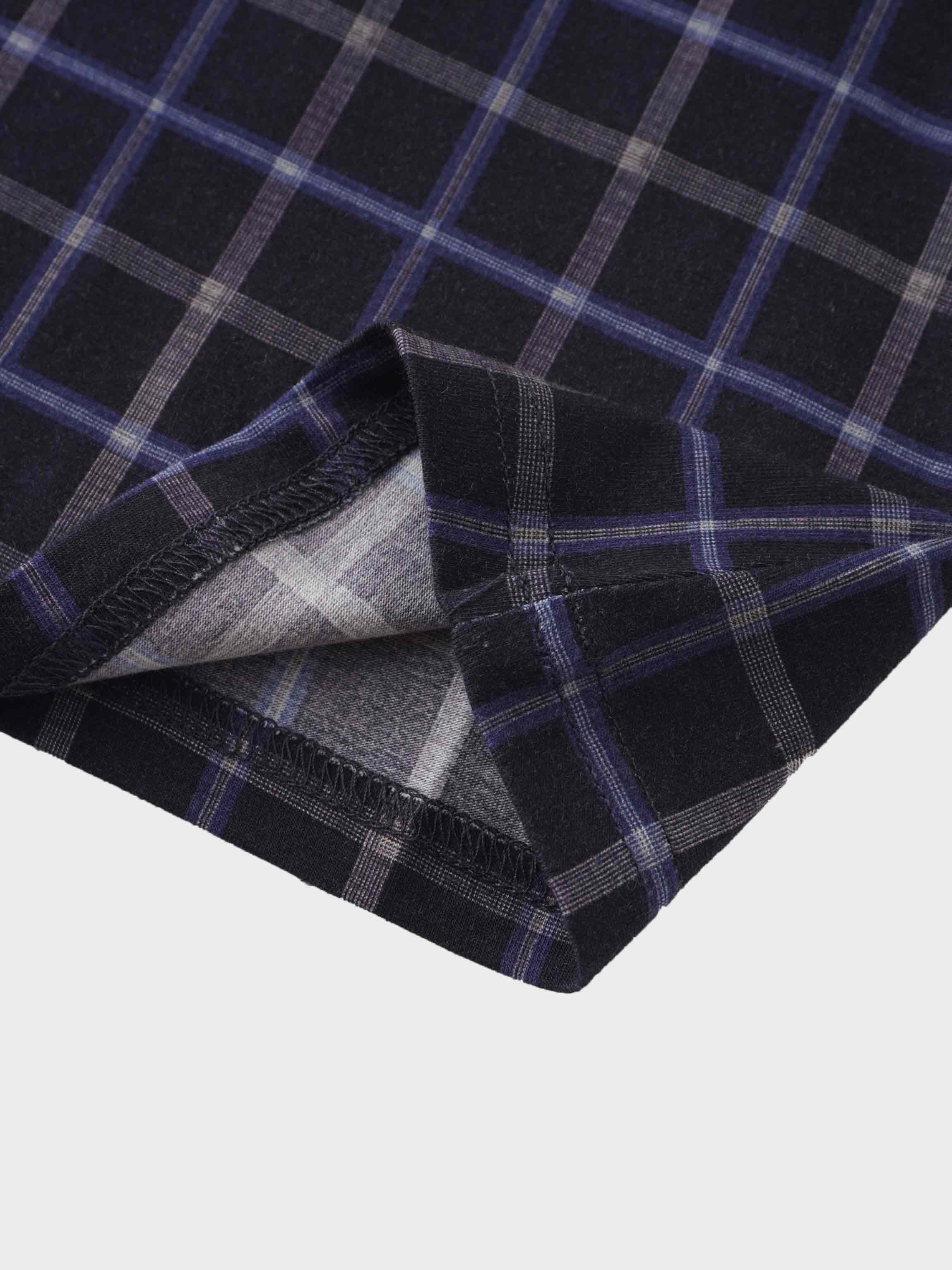 Printed Modal Turtleneck-Blue Plaid