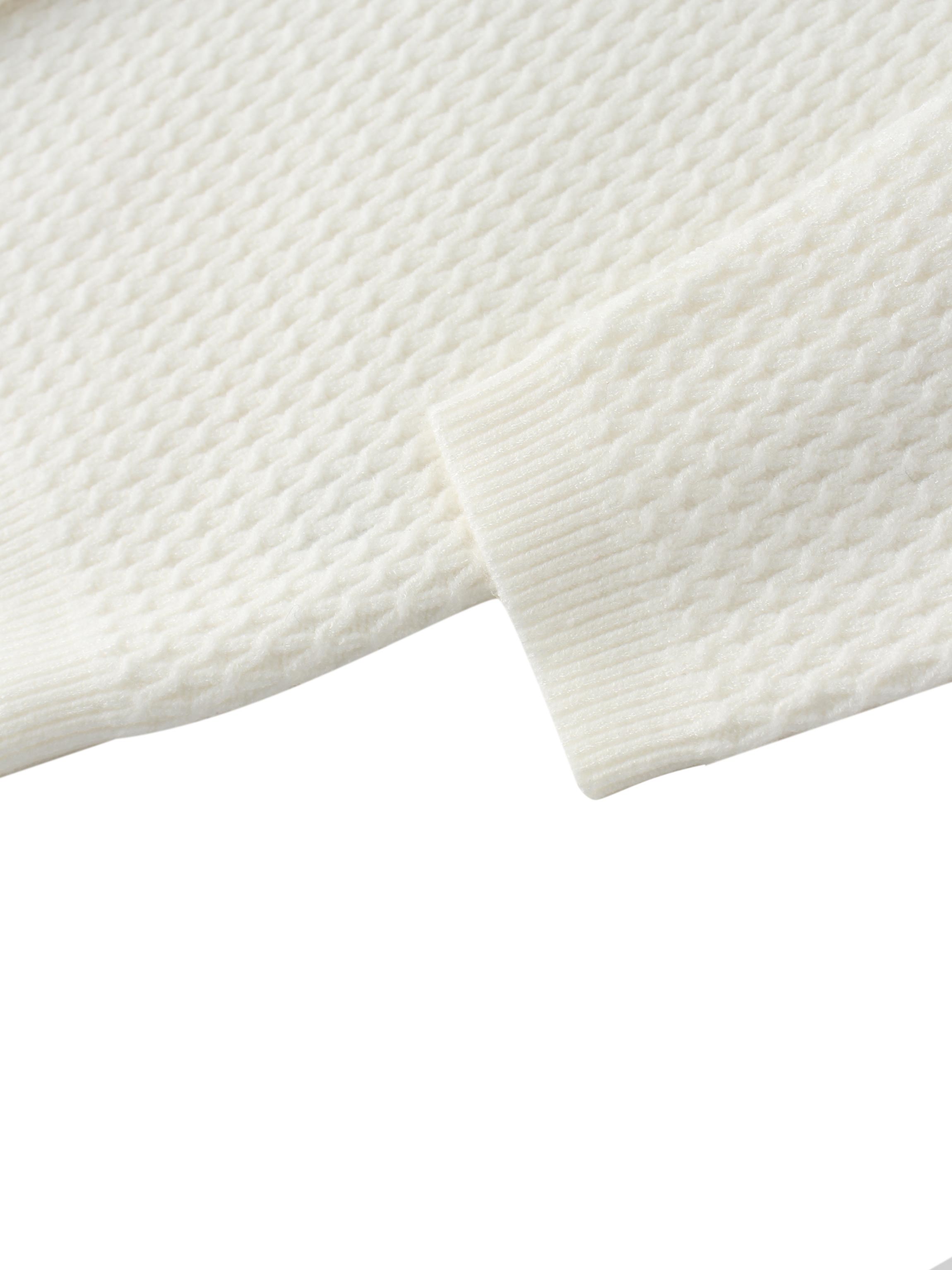 Textured Crew Cardigan-Ivory