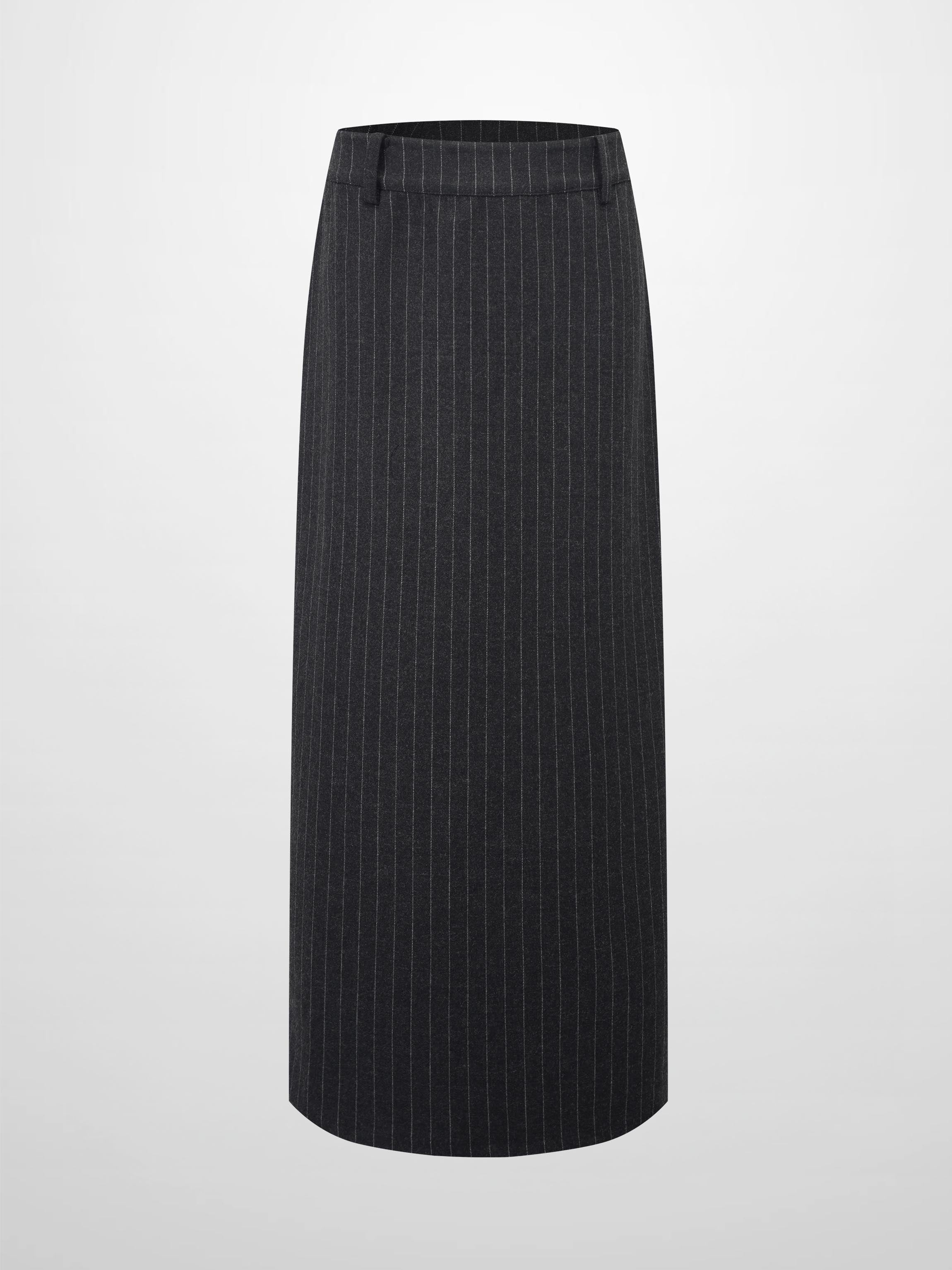 Straight Maxi Skirt-Grey Pinstripe