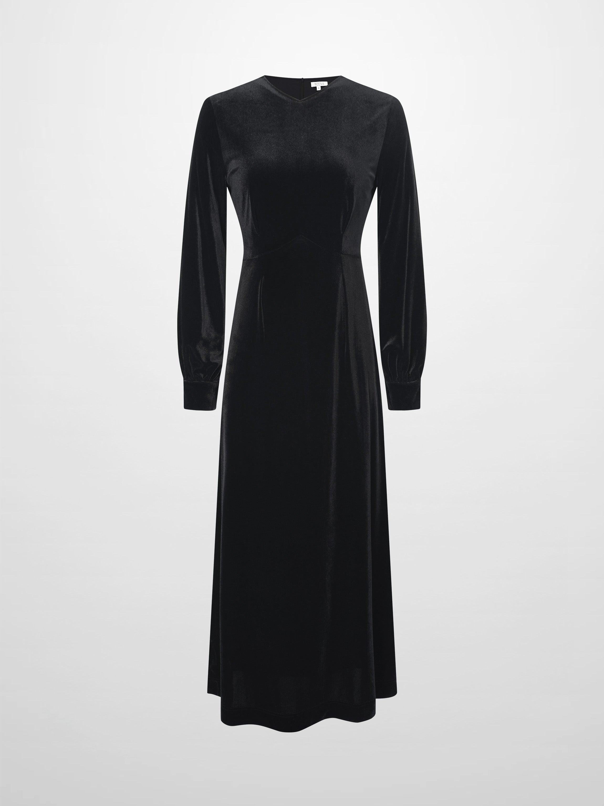 Velour Empire Waist Maxi Dress-Black