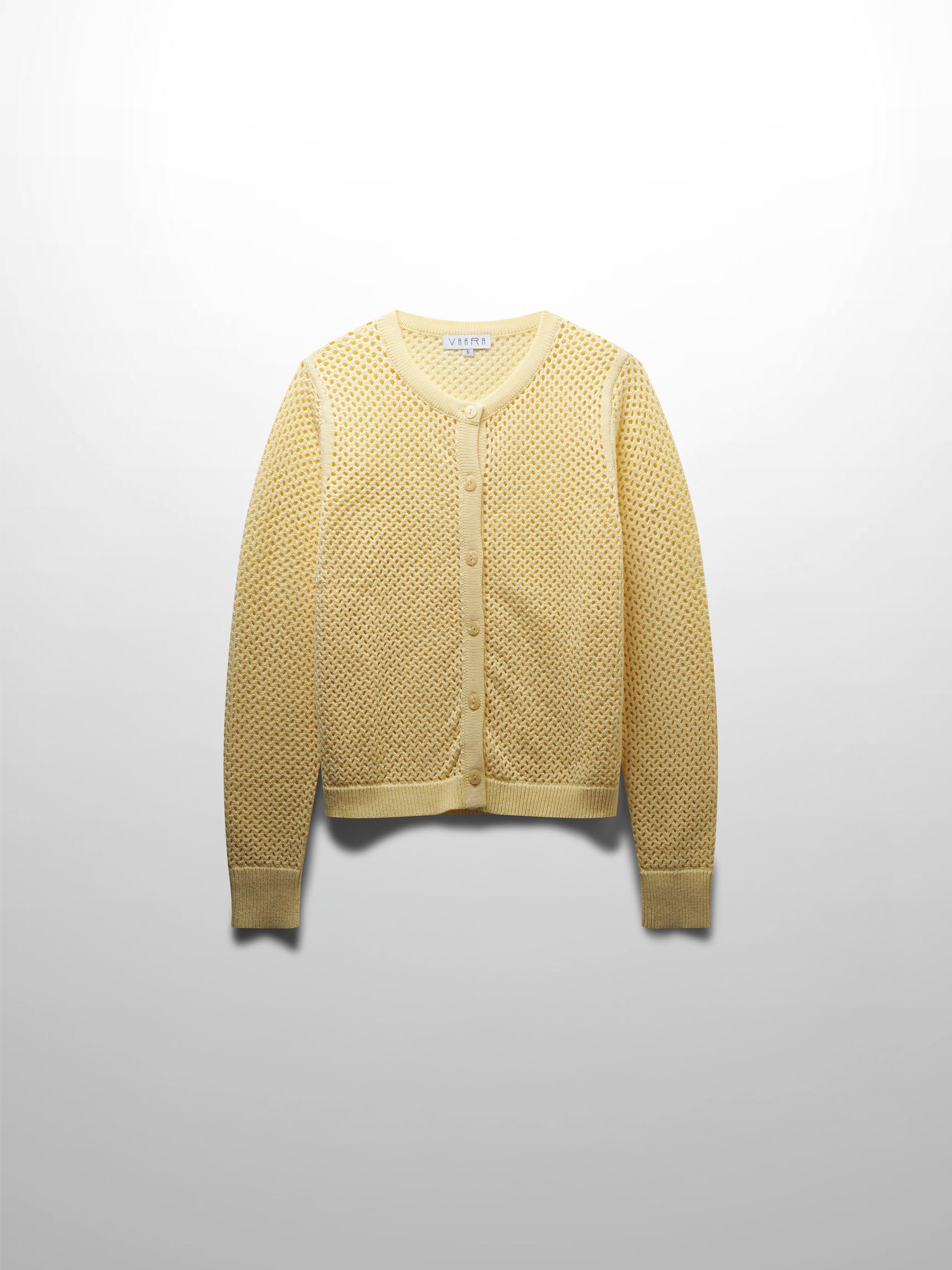 Crochet Knit Button Down Cardigan-Creamy Yellow