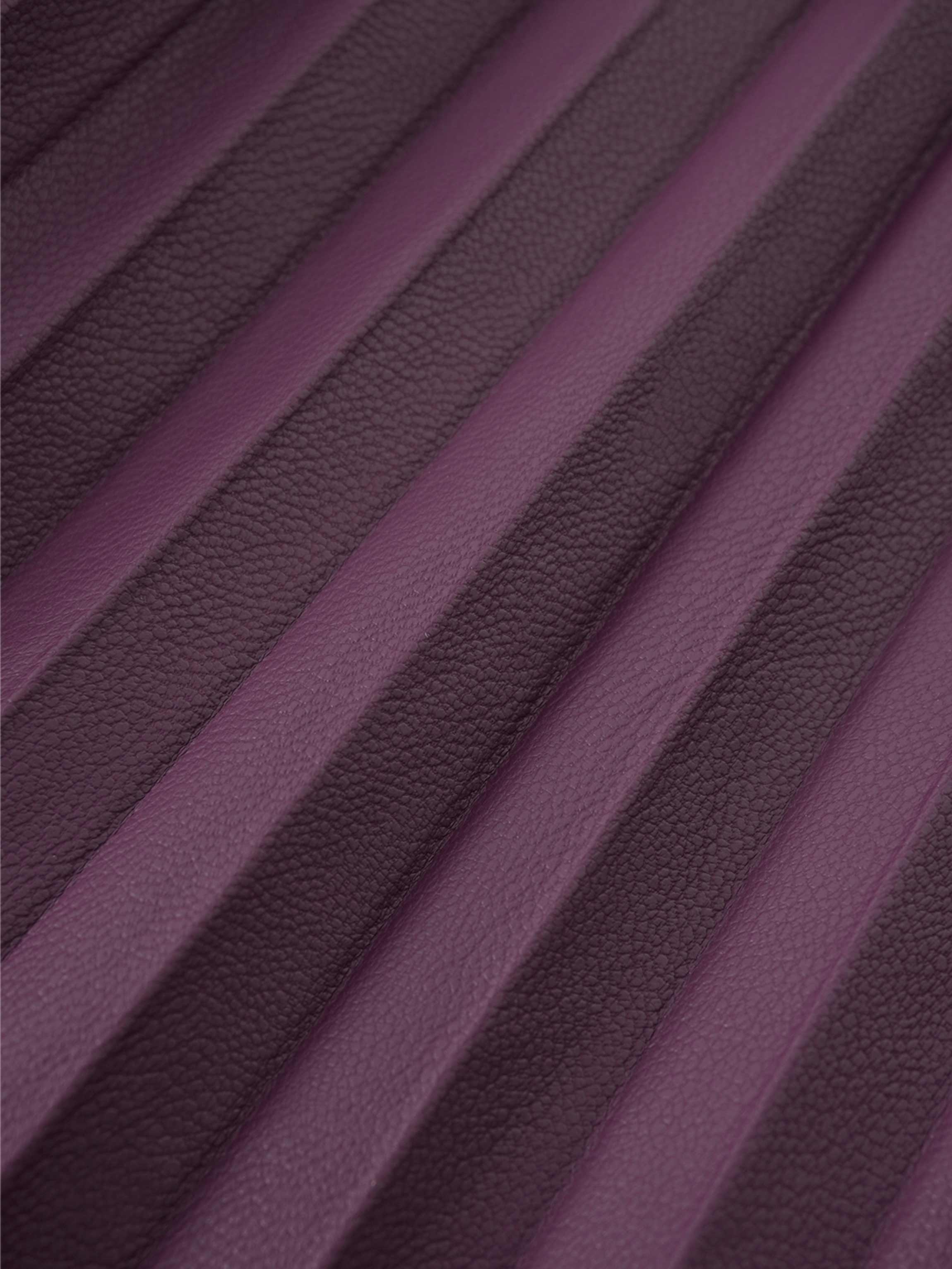 Accordion Pleated Faux Leather Skirt-Eggplant