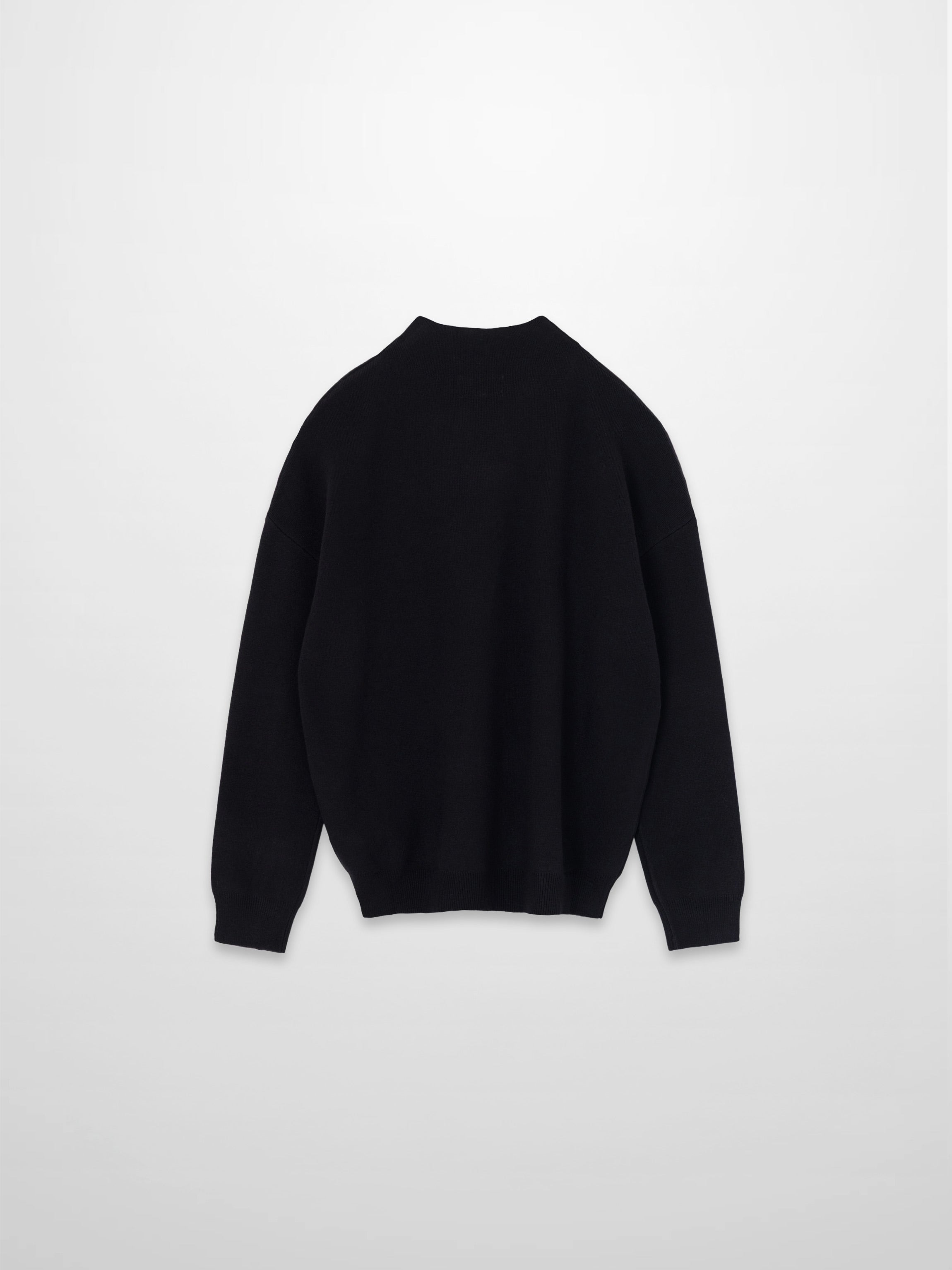 Mock Neck Thin Knit Sweater-Black