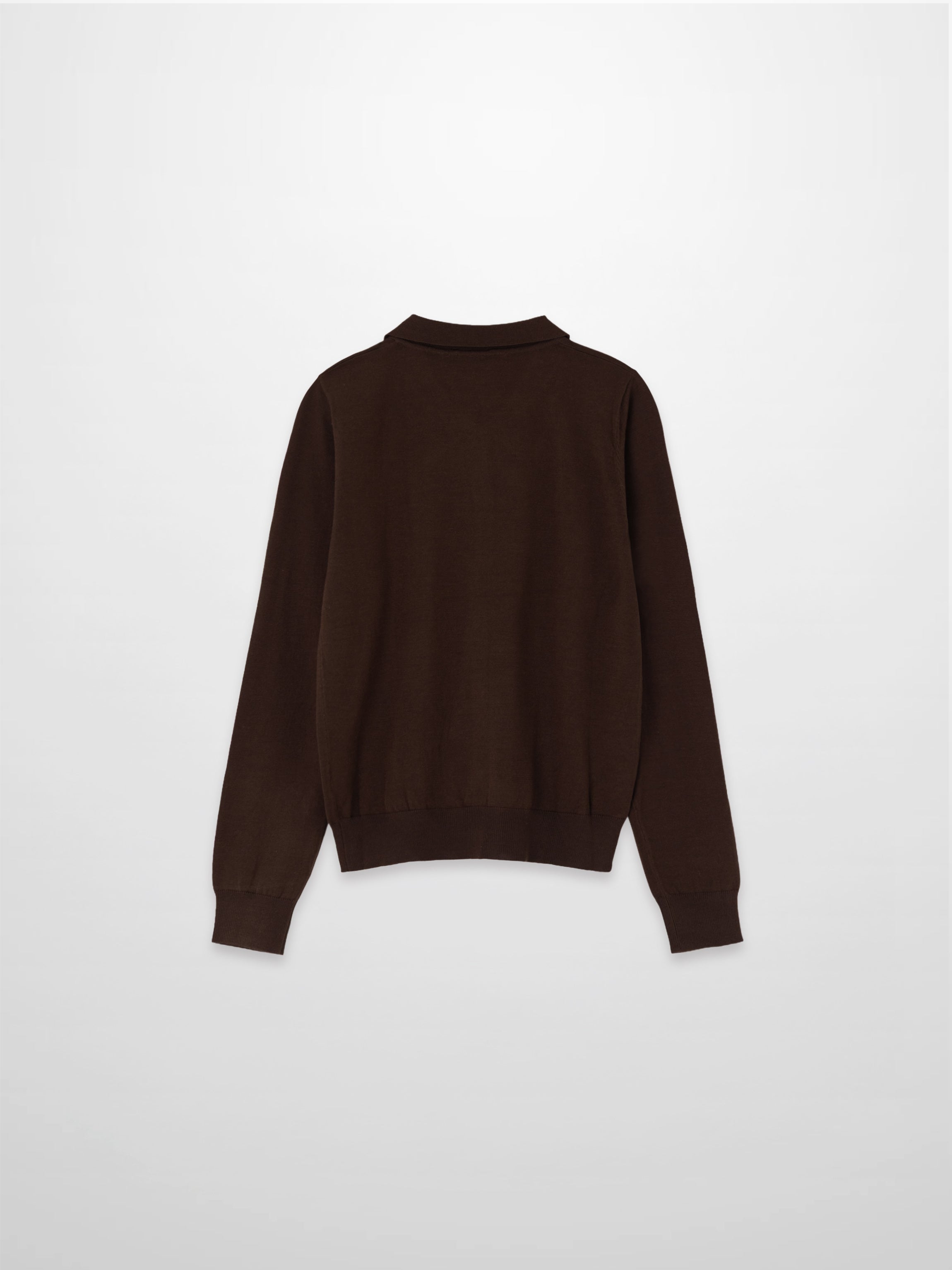 Wool Blend Collared Cardigan-Brown