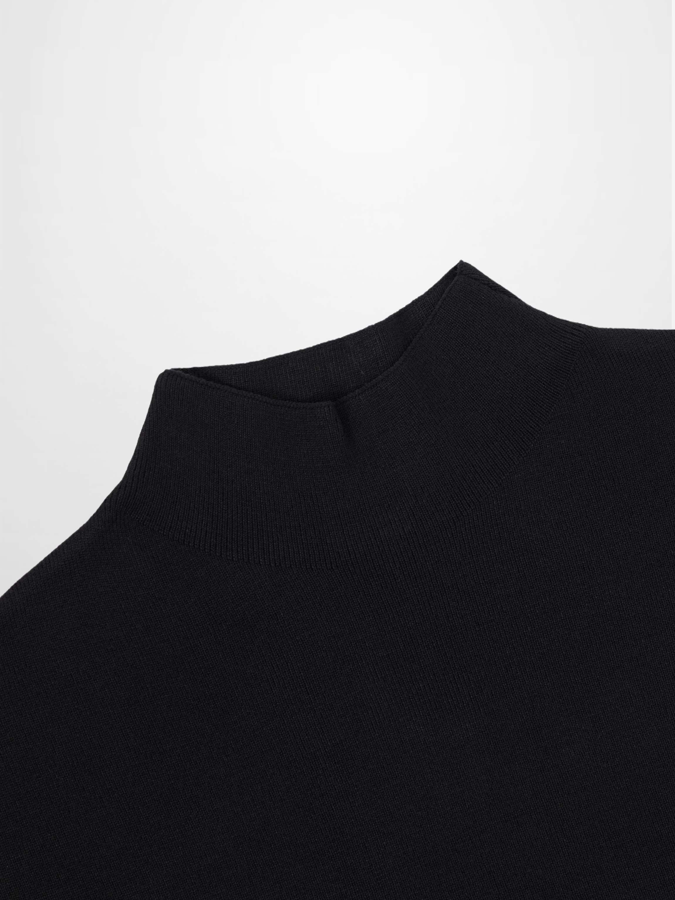 Mock Neck Thin Knit Sweater-Black