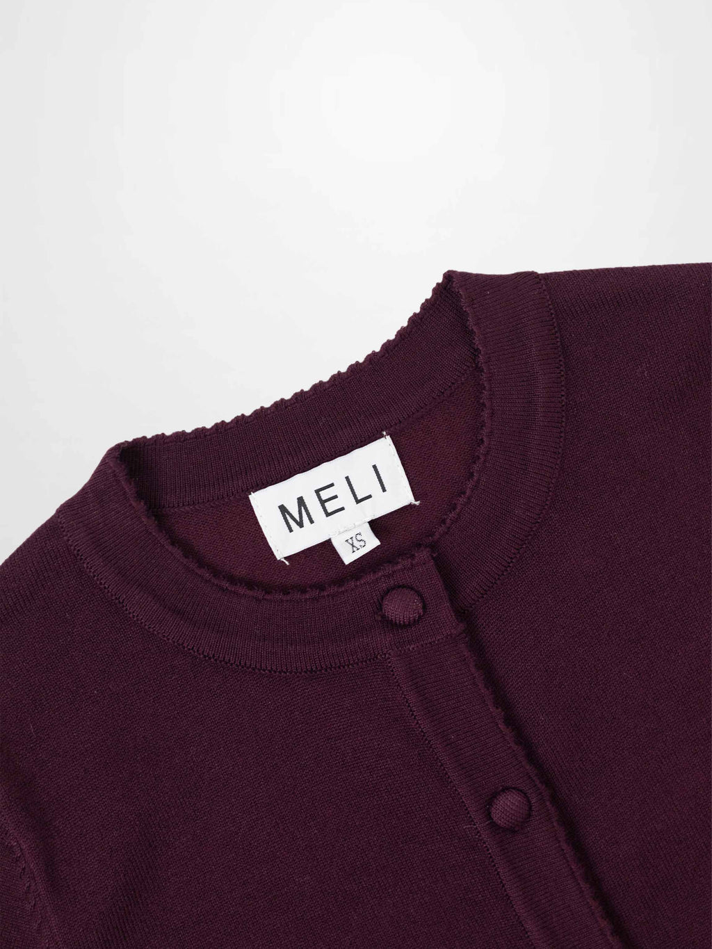 Trim Detail Crew Crop Cardigan-Burgundy