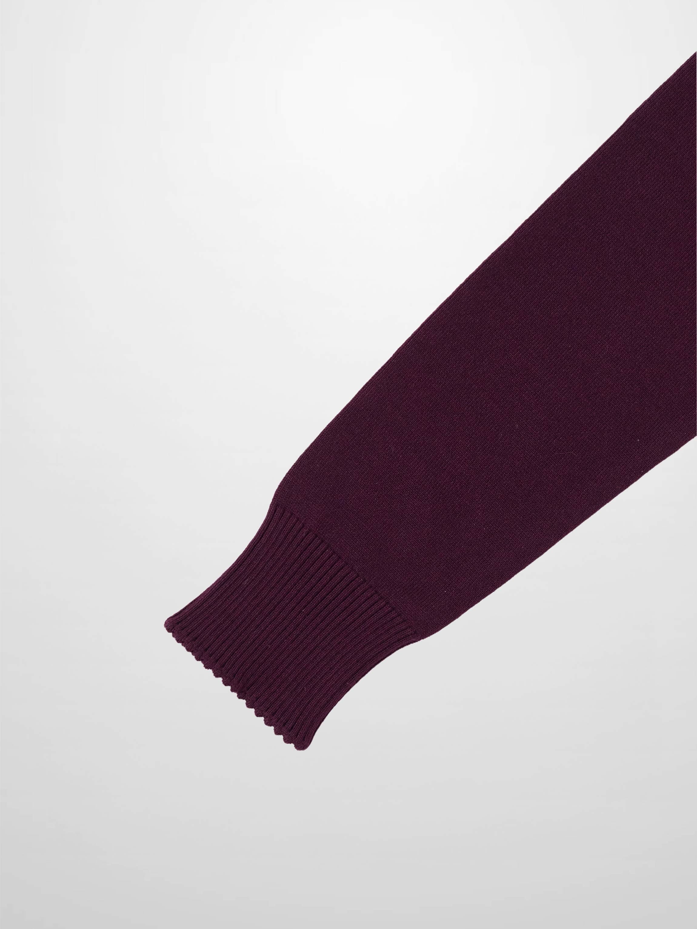 Trim Detail Crew Crop Cardigan-Burgundy