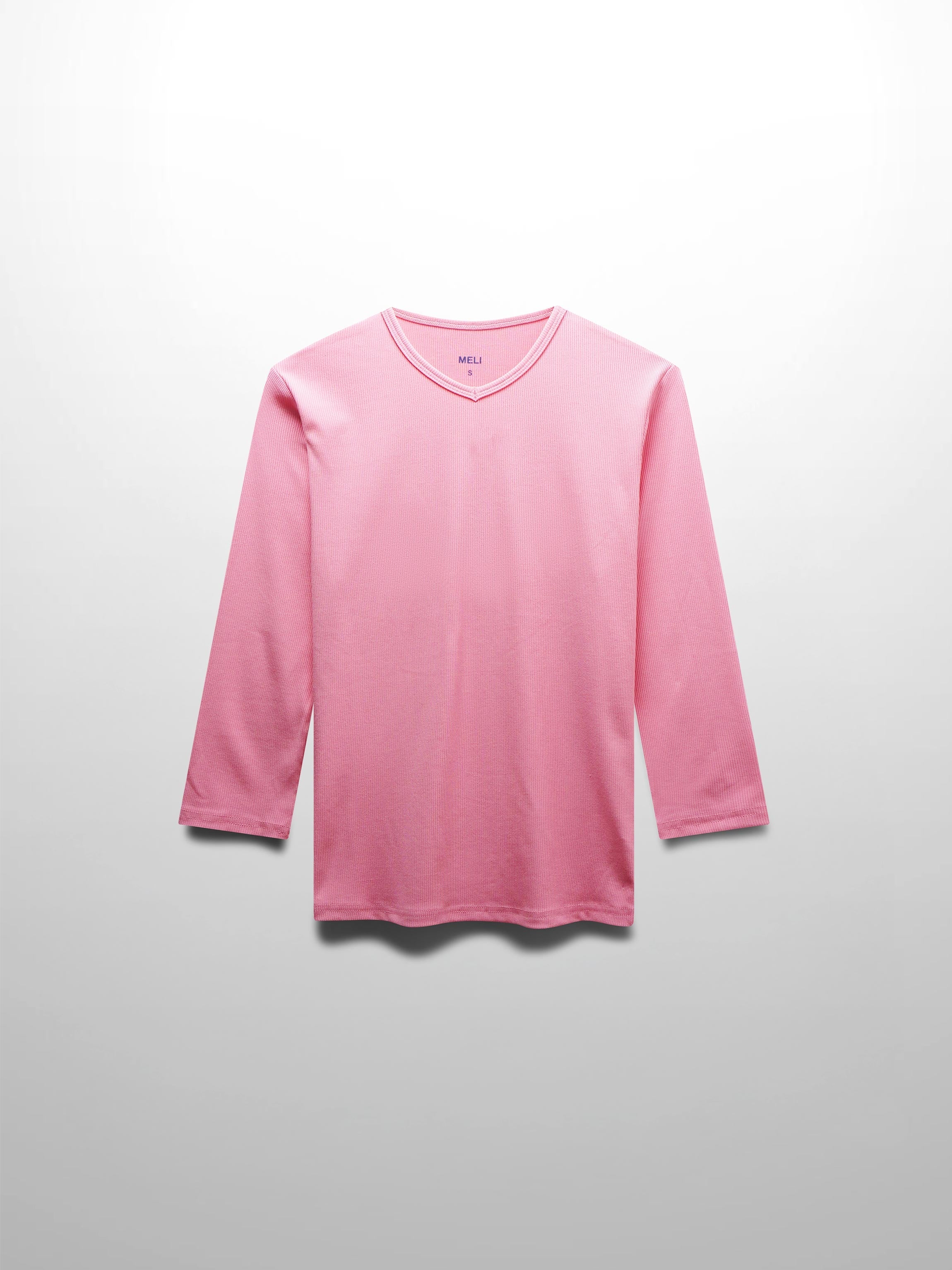 RIBBED HIGH V 3Q-SO PINK