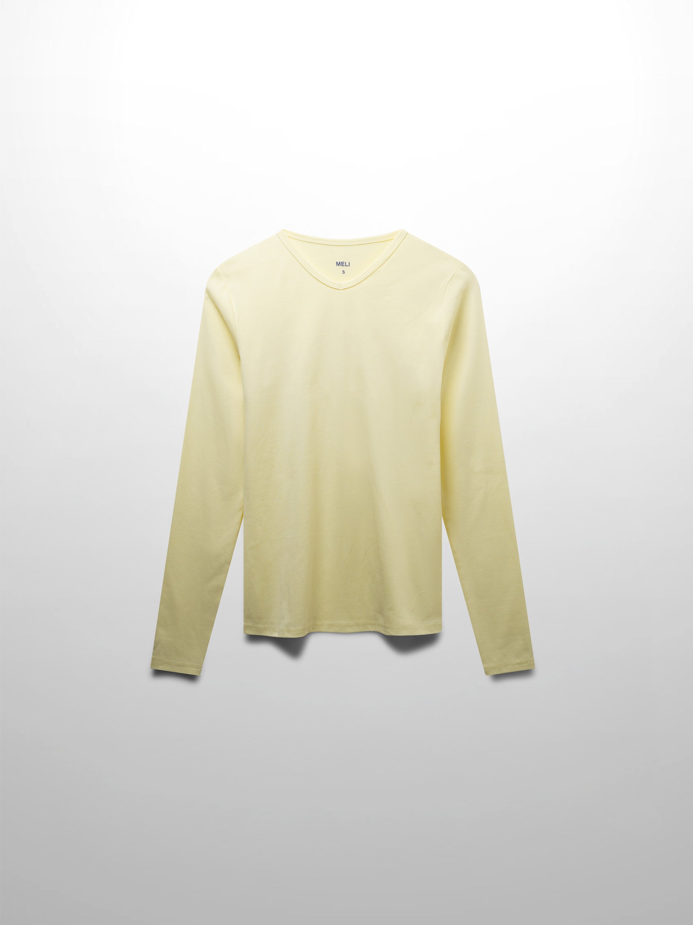 Basic High V Tee Long Sleeve-Buttery Yellow