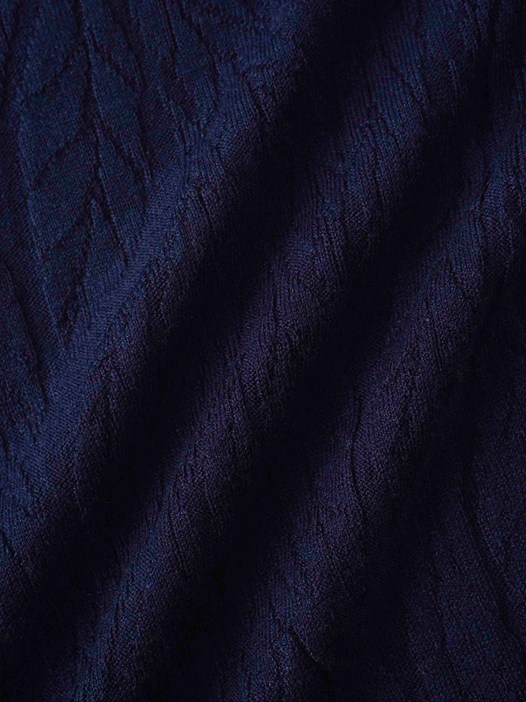 Leaf Design Turtleneck-Navy