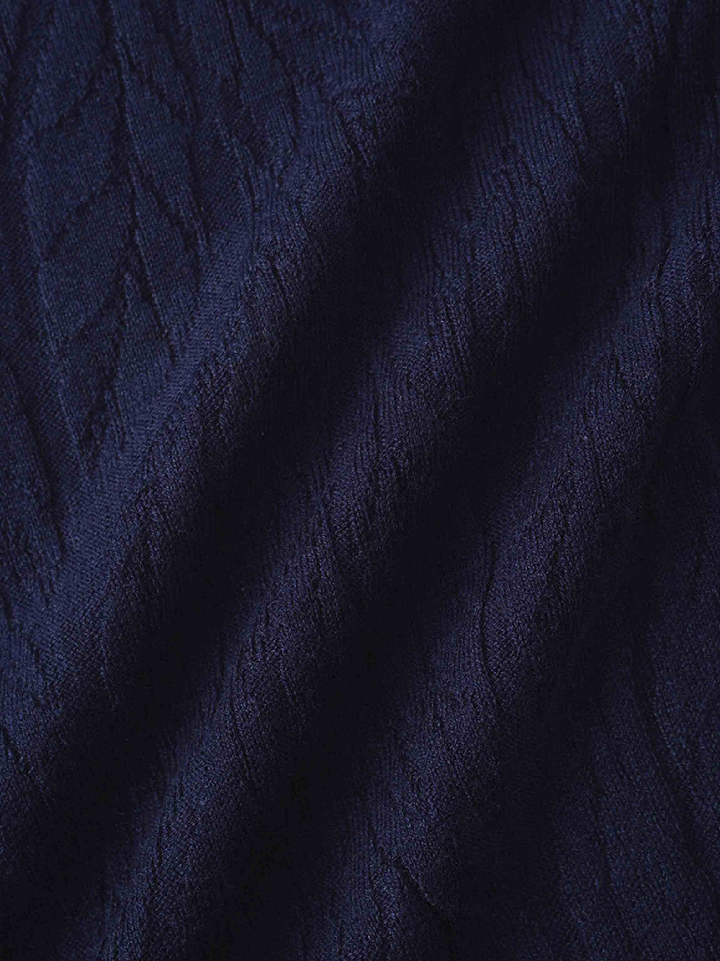 Leaf Design Turtleneck-Navy