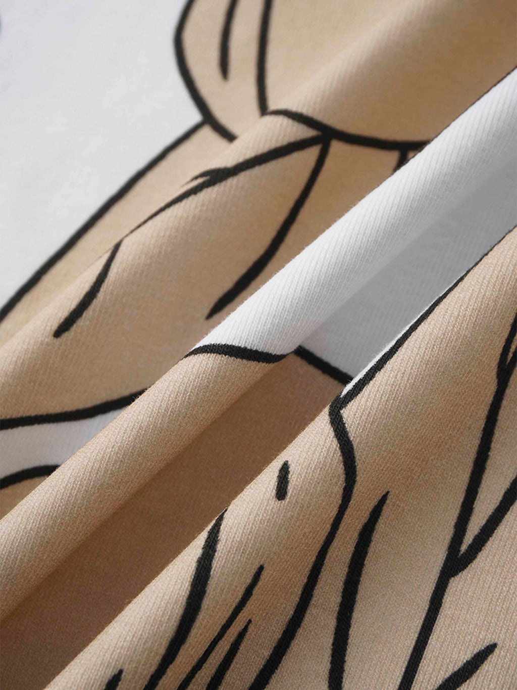 Basic Printed T-shirt-Oversized Tan Floral