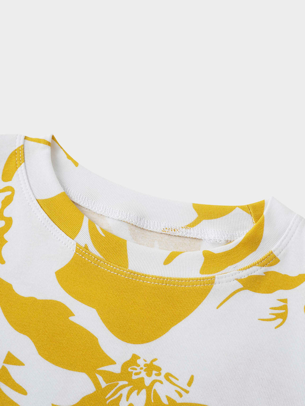 Basic Printed T-shirt-Yellow Floral