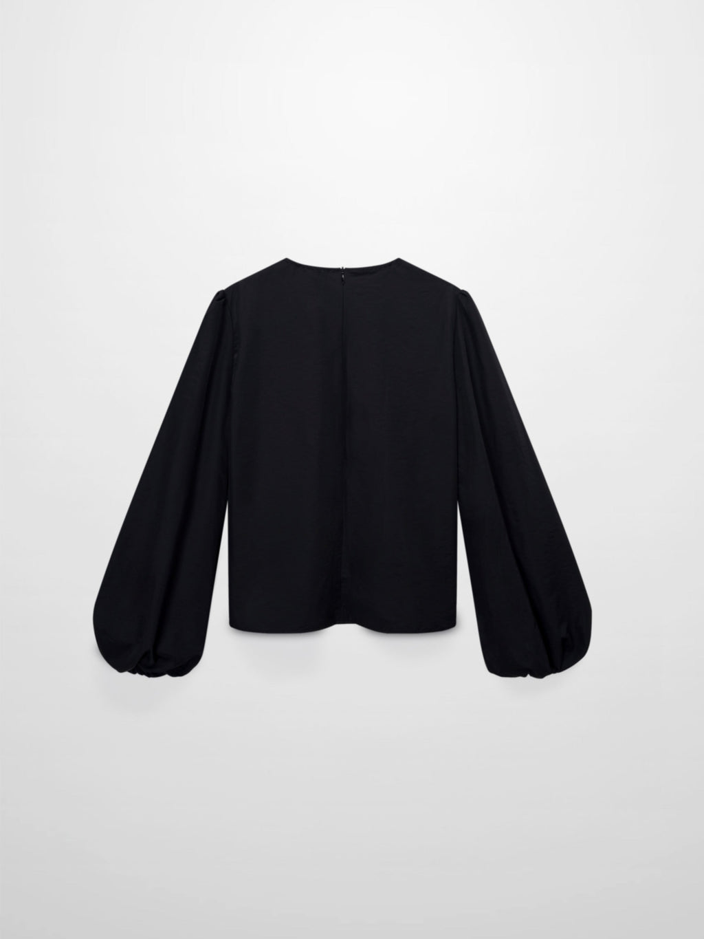 Bubble Sleeve Taffeta Top-Black
