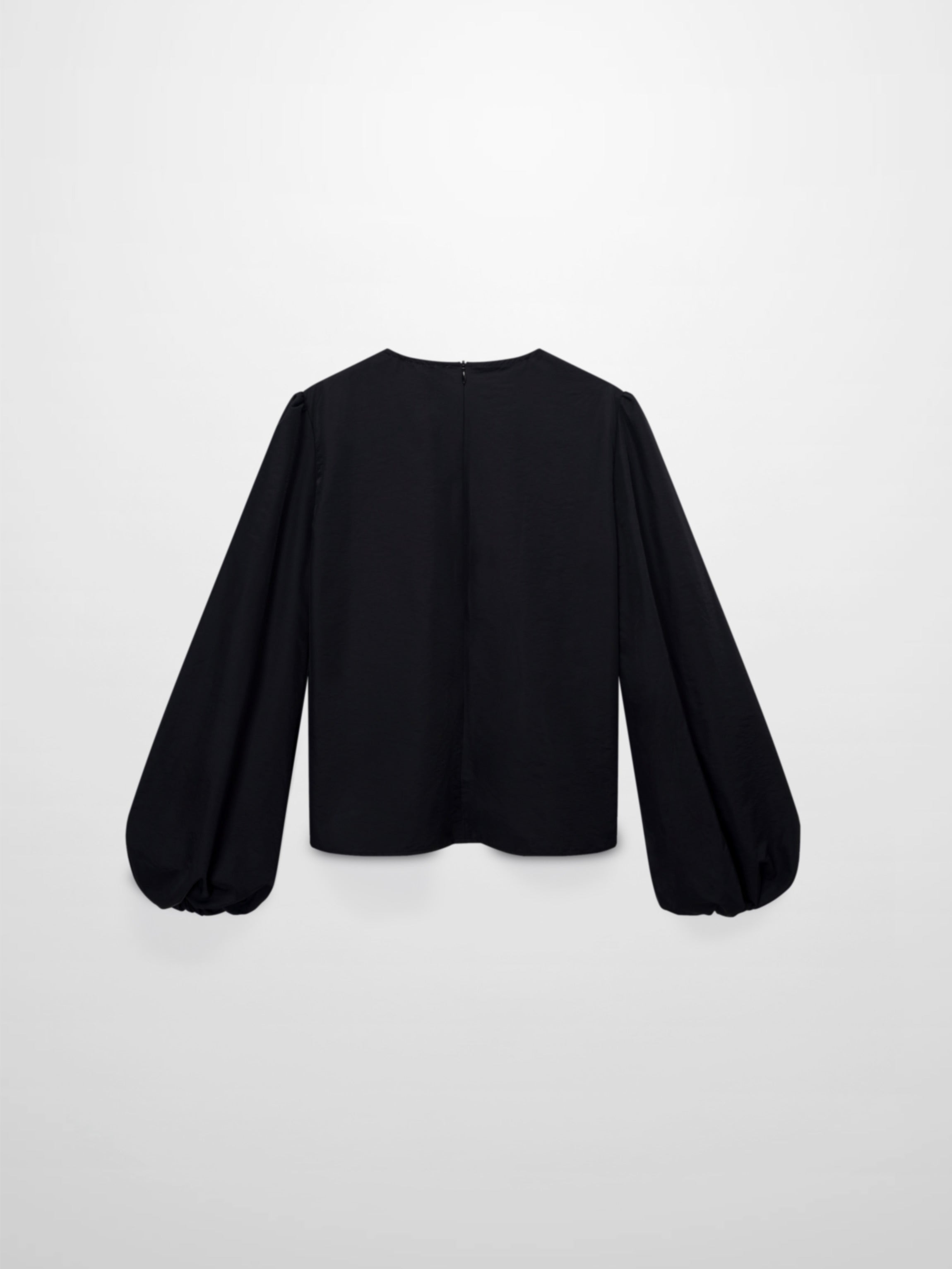 Bubble Sleeve Taffeta Top-Black